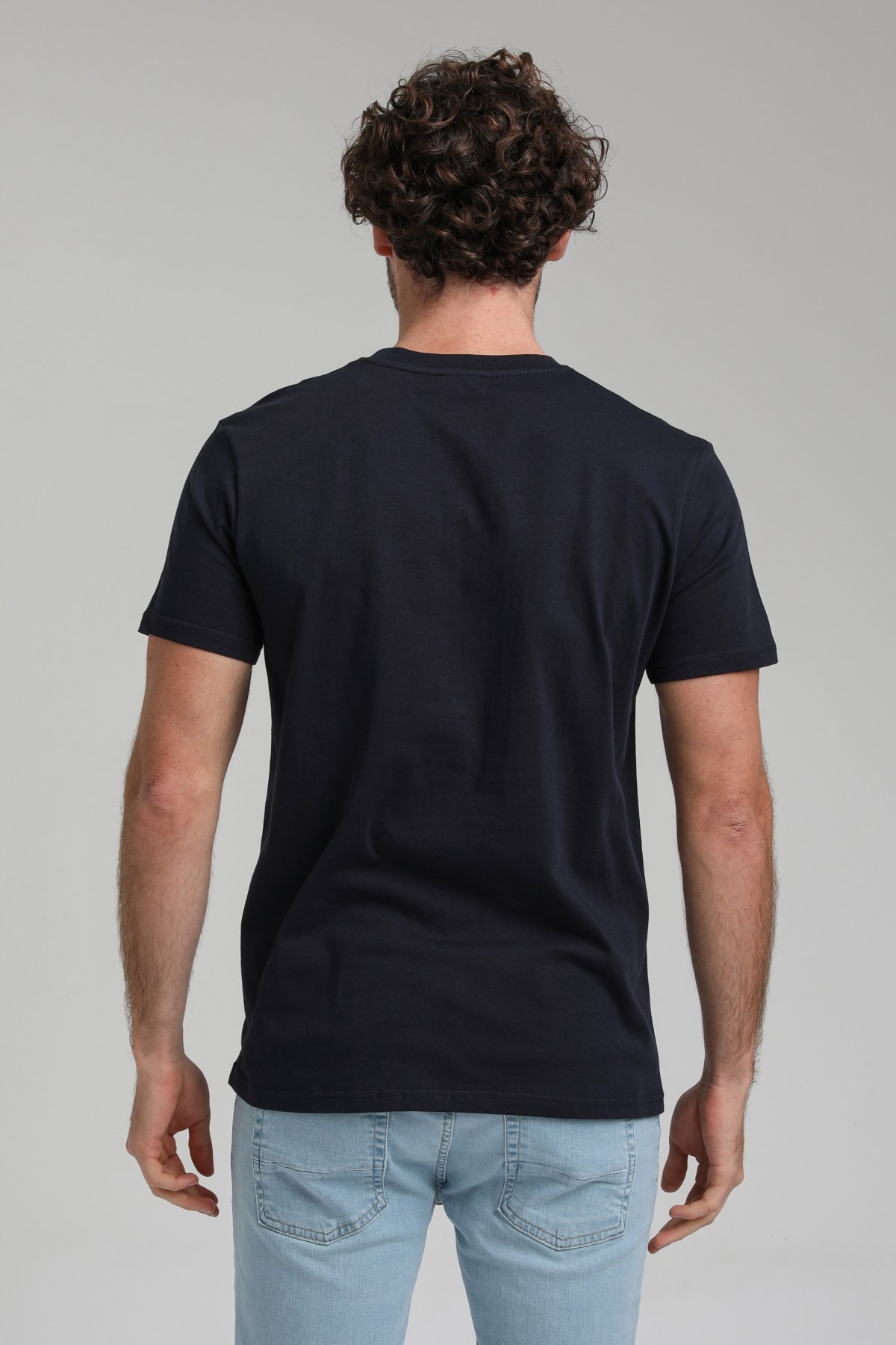 New World Polo Bisiklet Yaka Lacivert Regular Custom Tişört 23SSM20311