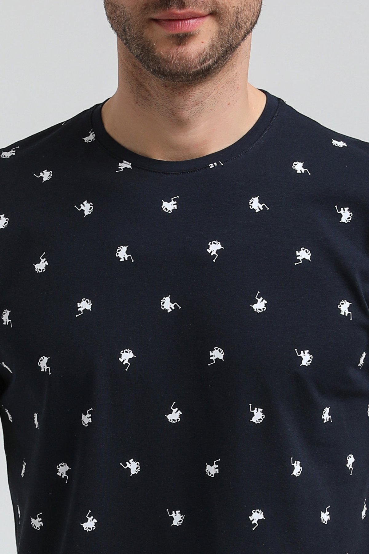 New World Polo Bisiklet Yaka Lacivert Slim Fit Tişört 23SSM20357