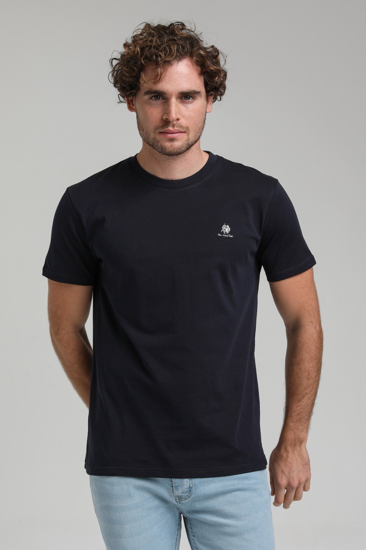 New World Polo Bisiklet Yaka Lacivert Regular Custom Tişört 23SSM20311
