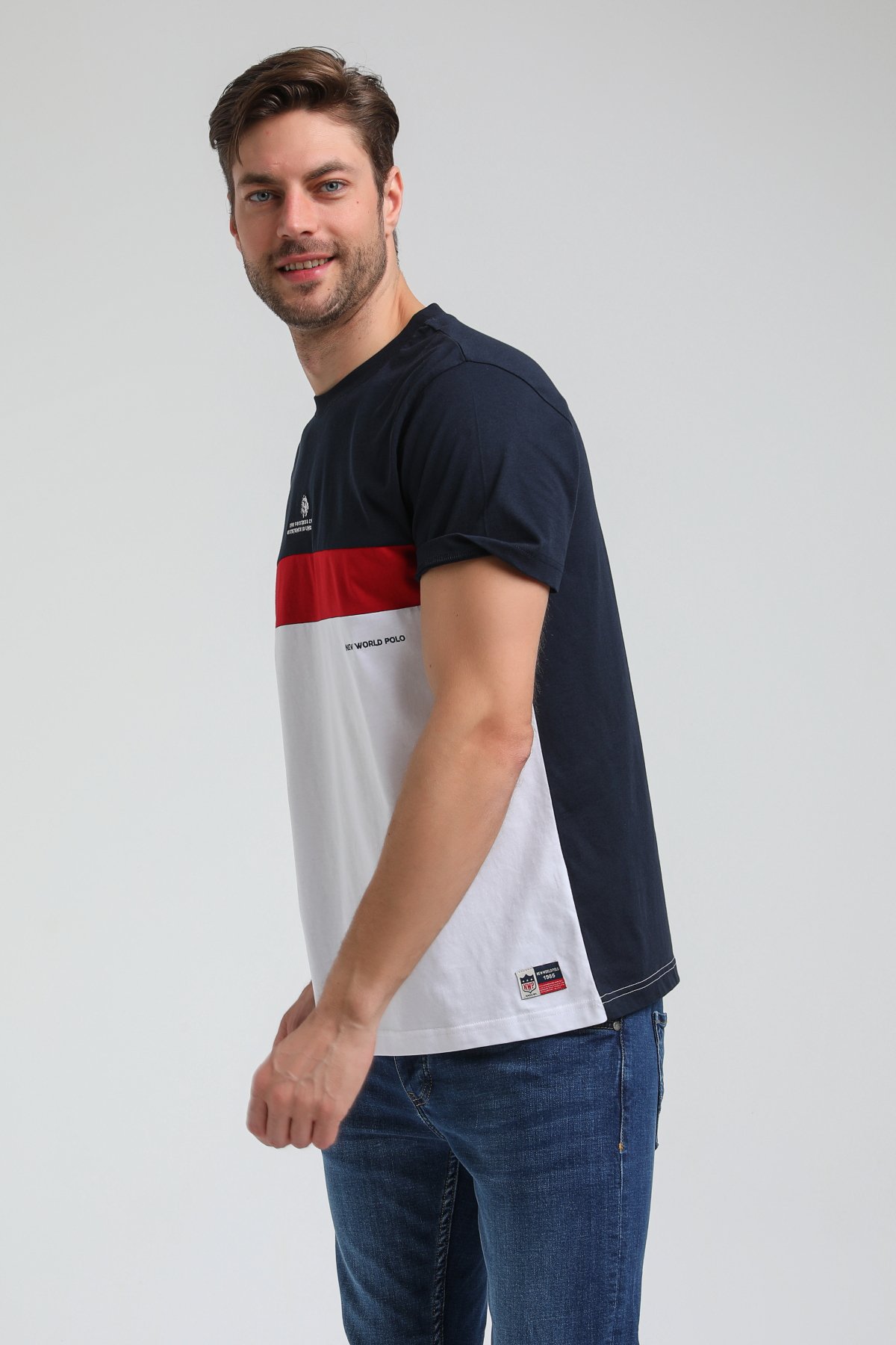 New World Polo Bisiklet Yaka Lacivert Slim Fit Tişört 23SSM20319