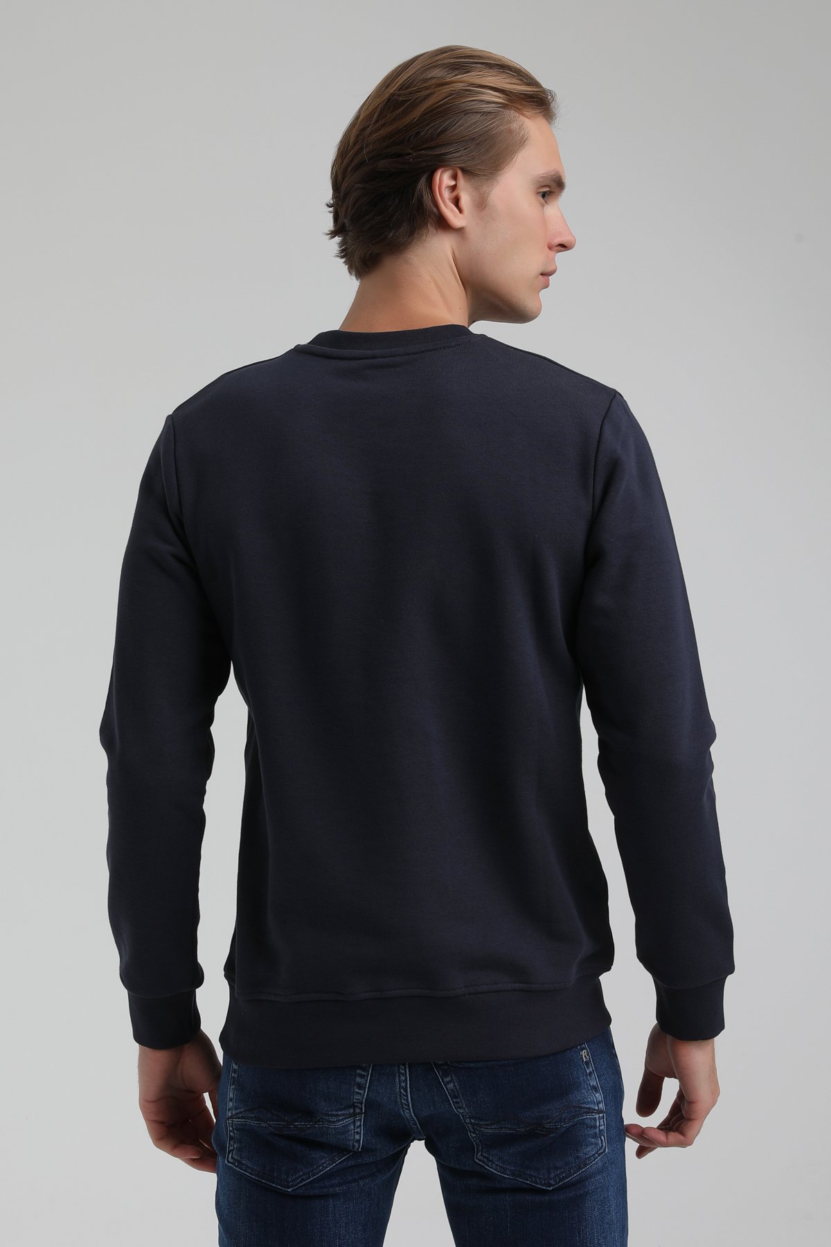 New World Polo Bisiklet Yaka Lacivert Regular Sweatshirt 22FWM60134