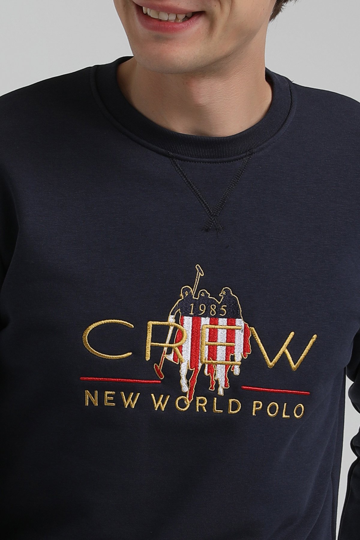 New World Polo Bisiklet Yaka Lacivert Regular Sweatshirt 22FWM60116