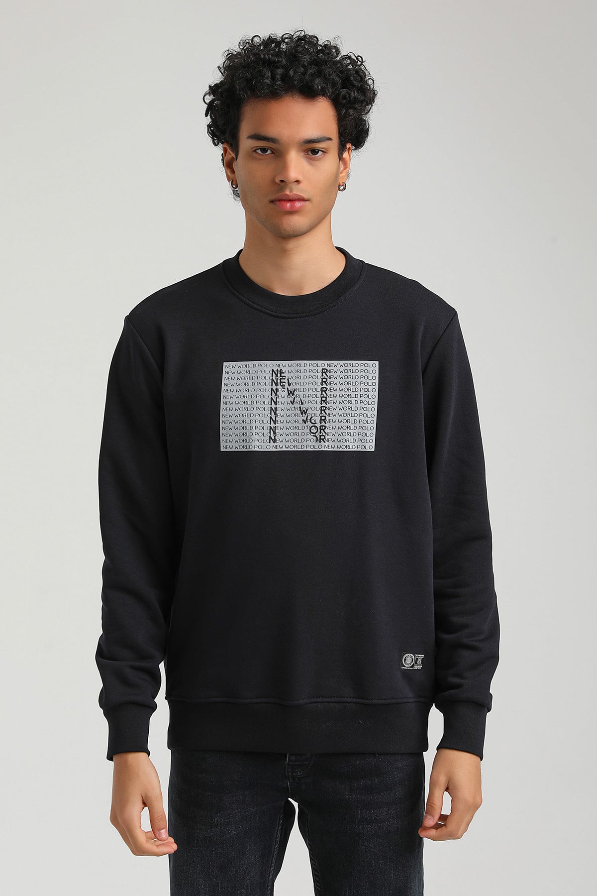 New World Polo Bisiklet Yaka Lacivert Slim Fit Sweatshirt 23FWM60152