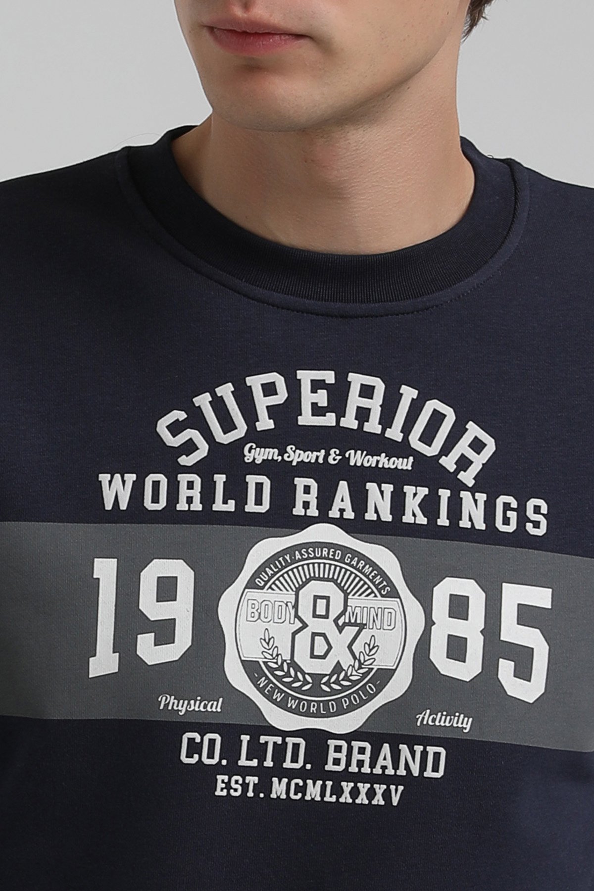 New World Polo Bisiklet Yaka Lacivert Regular Sweatshirt 22FWM60134