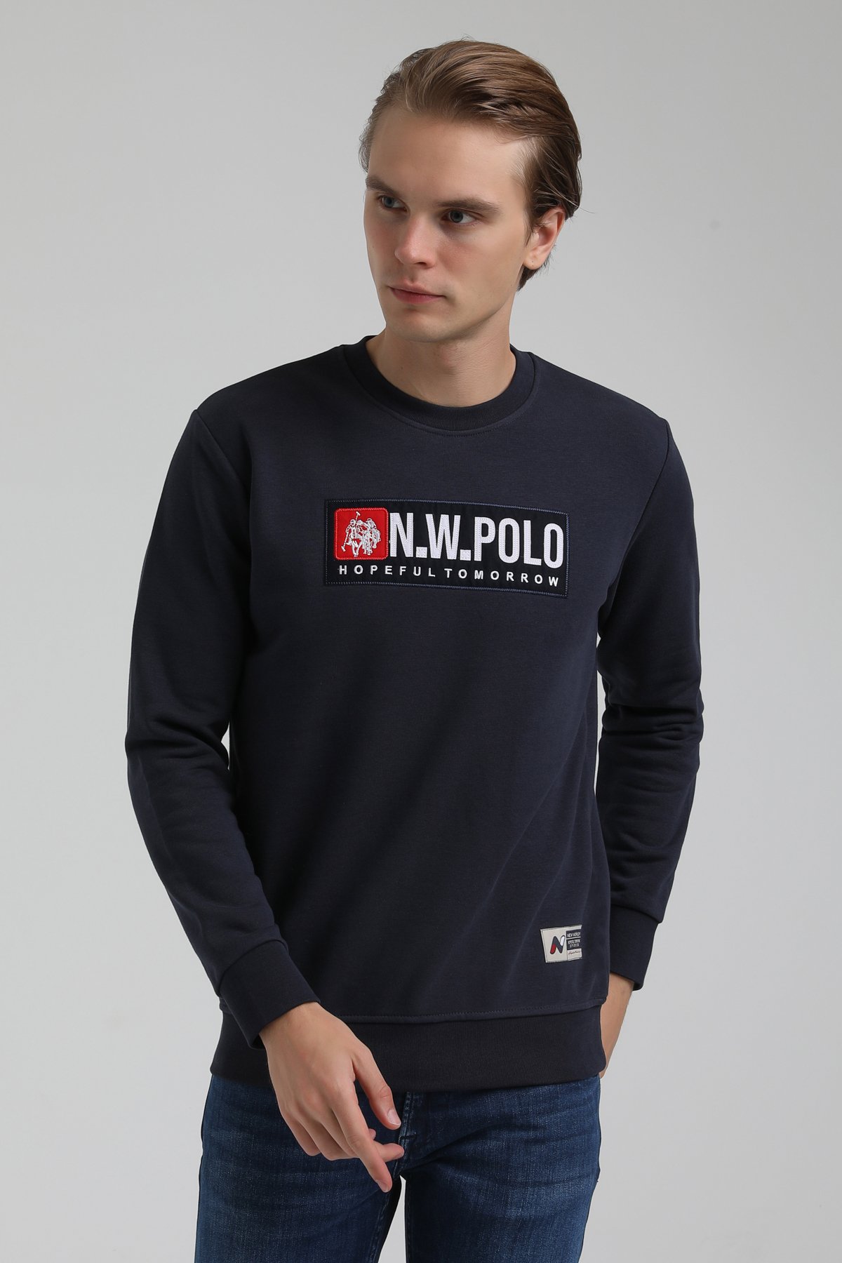 New World Polo Bisiklet Yaka Lacivert Regular Sweatshirt 22FWM60127