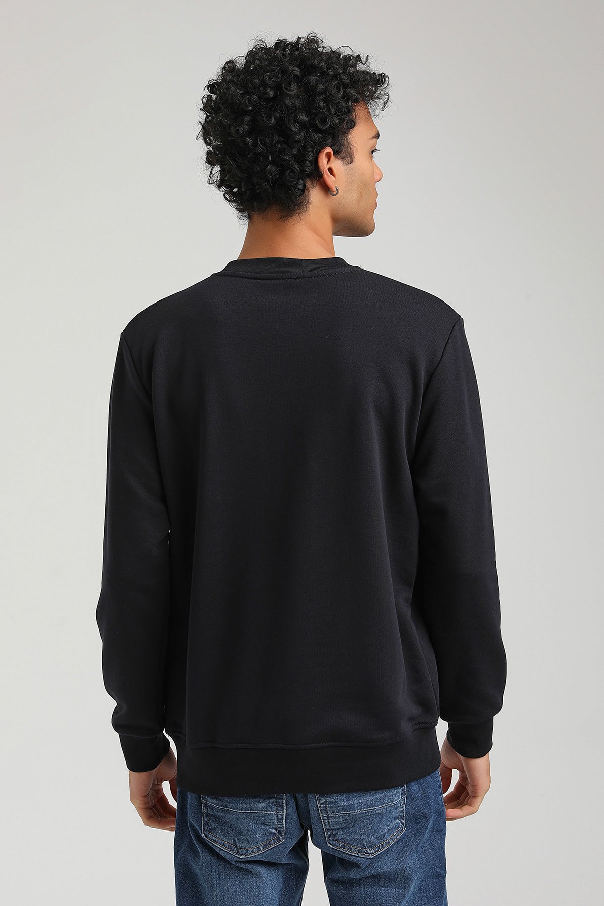 New World Polo Bisiklet Yaka Lacivert Slim Fit Sweatshirt 23FWM60153