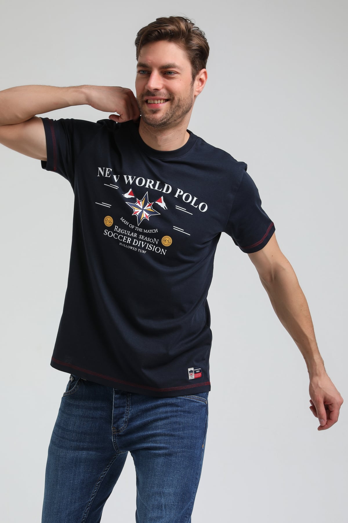 New World Polo Bisiklet Yaka Lacivert Slim Fit Tişört 23SSM20318