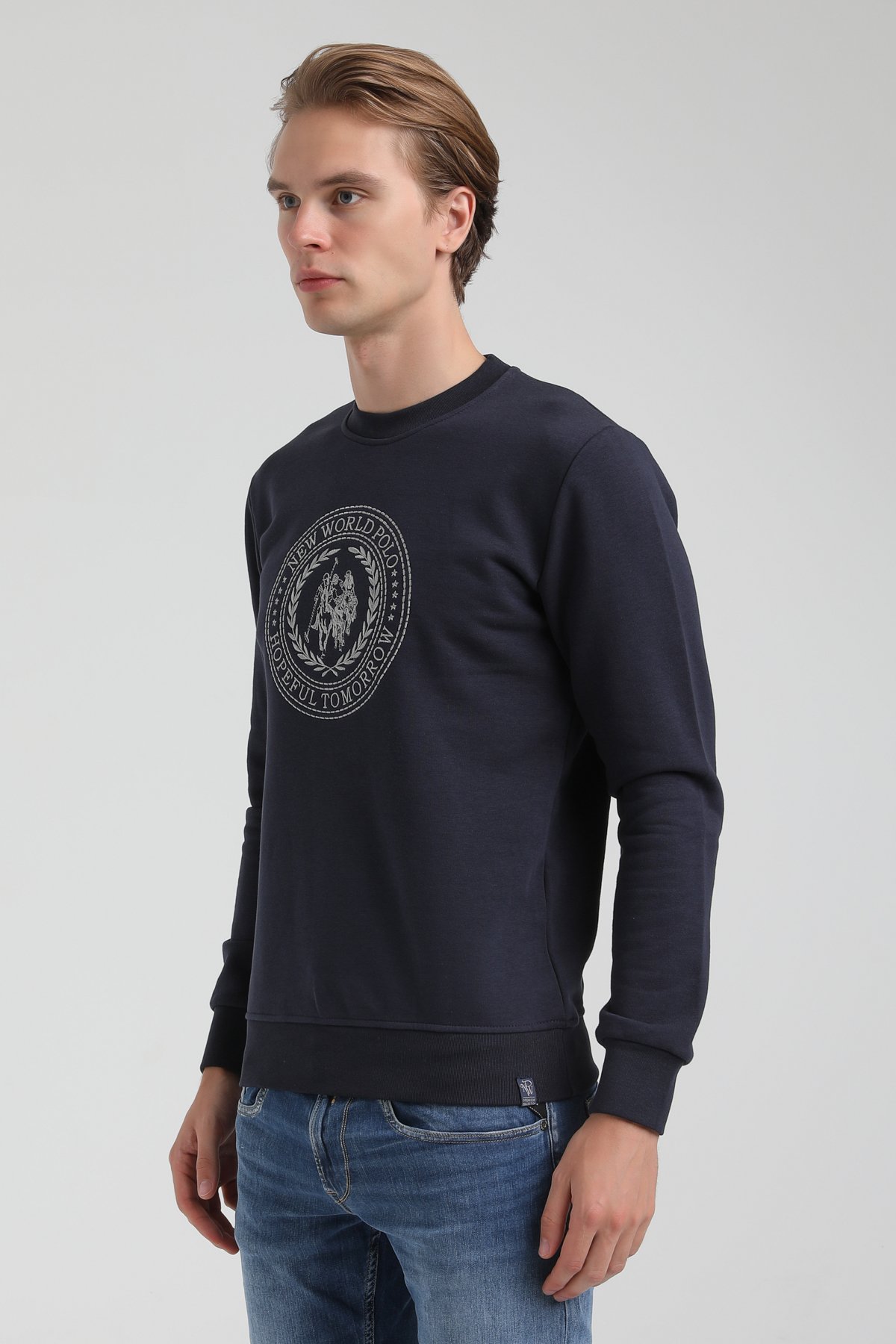 New World Polo Bisiklet Yaka Lacivert Regular Sweatshirt 22FWM60118