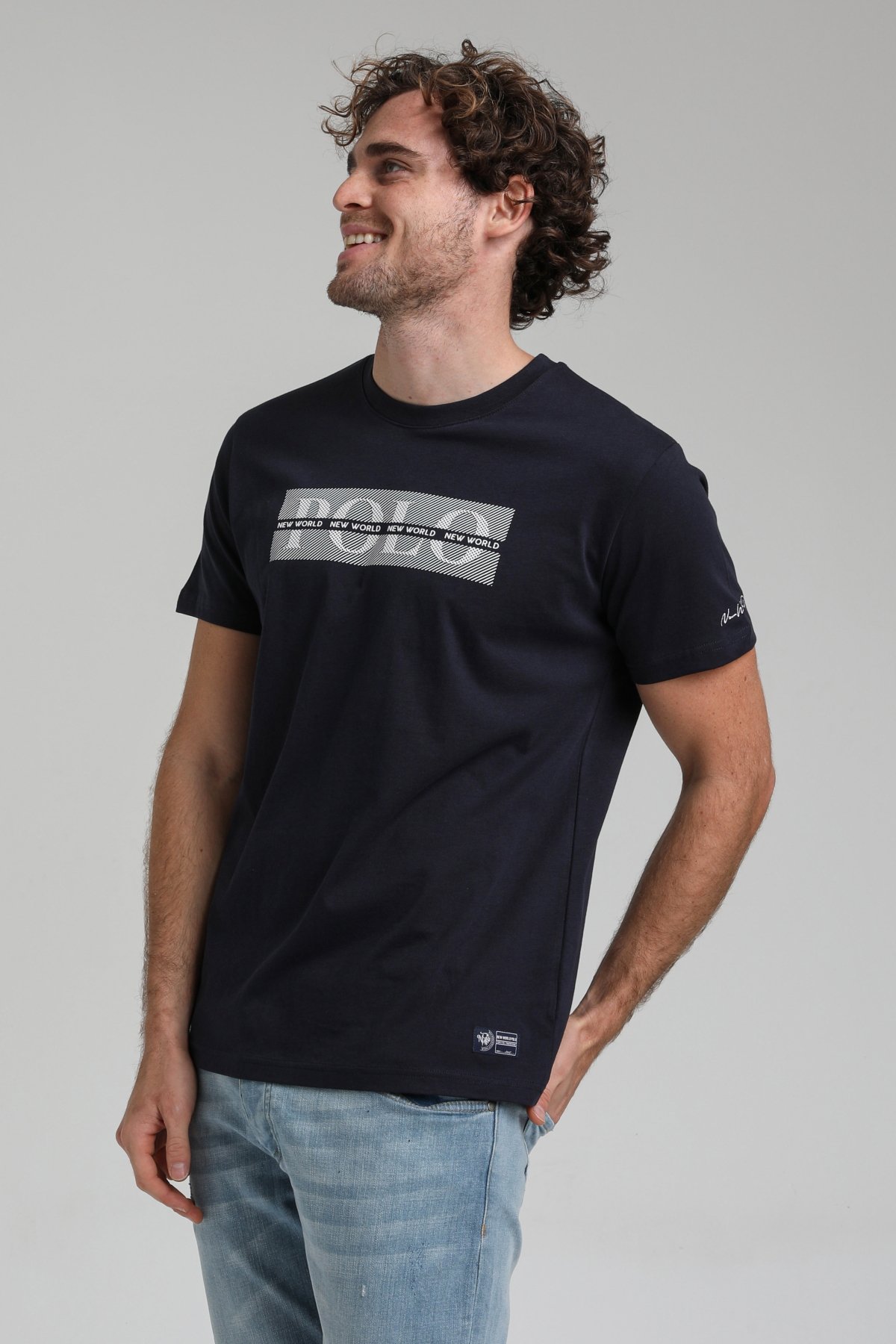 New World Polo Bisiklet Yaka Lacivert Slim Fit Tişört 23SSM20297