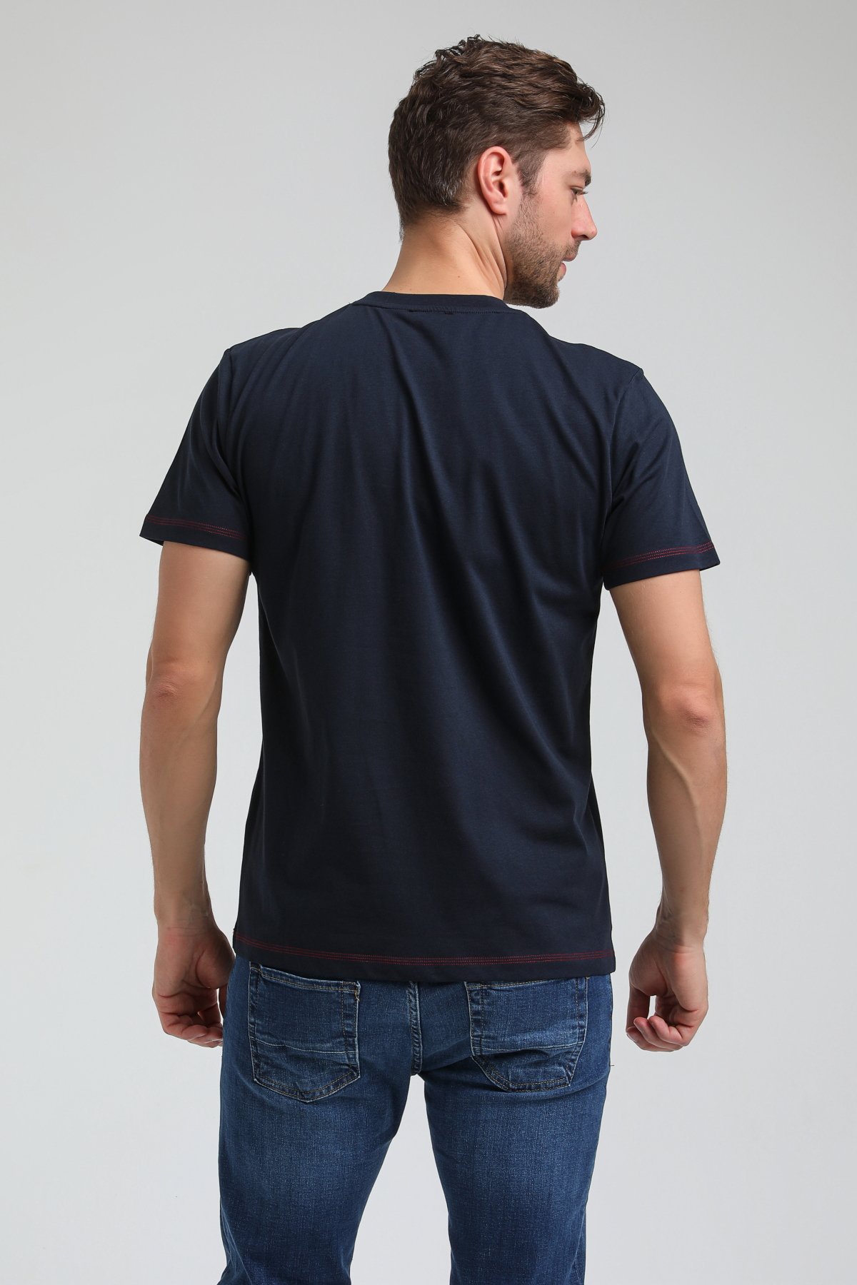 New World Polo Bisiklet Yaka Lacivert Slim Fit Tişört 23SSM20318