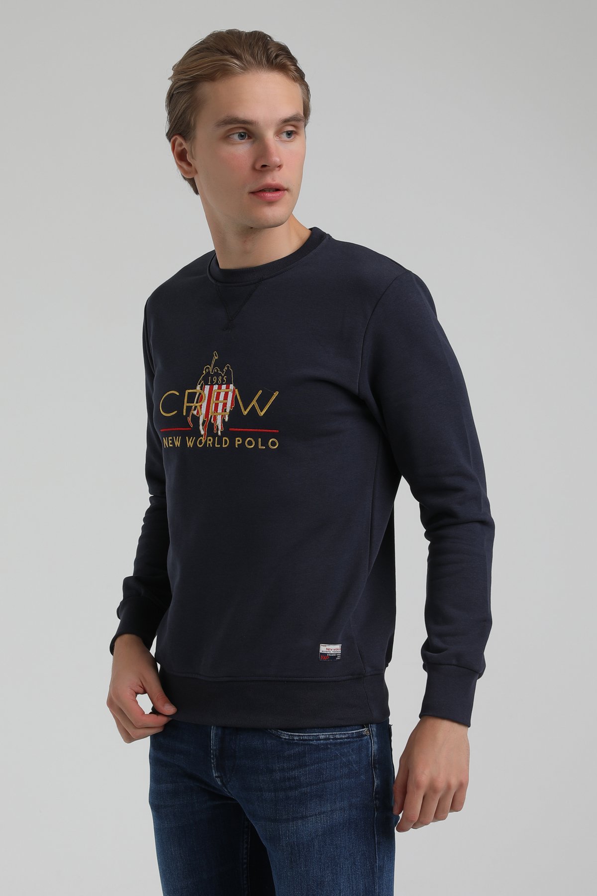 New World Polo Bisiklet Yaka Lacivert Regular Sweatshirt 22FWM60116