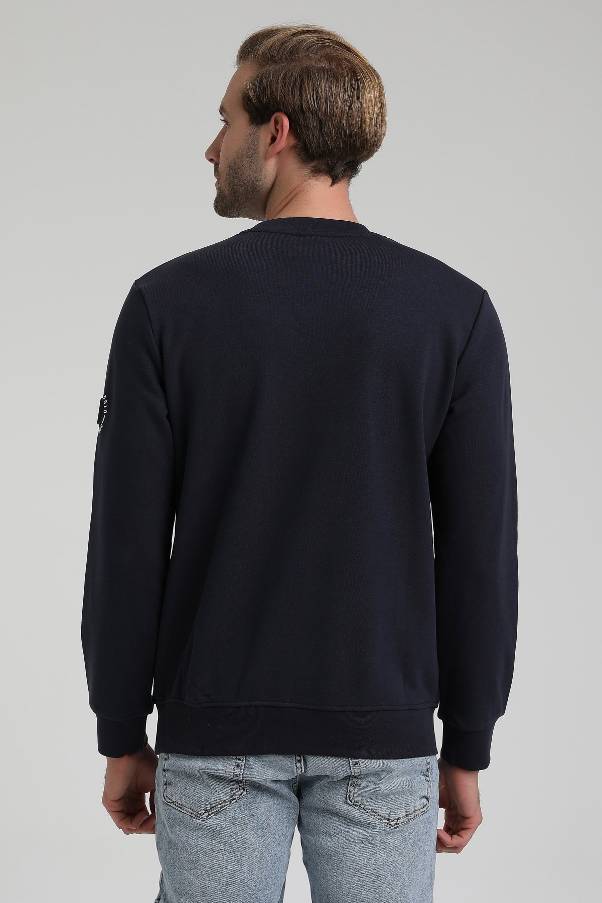 New World Polo Bisiklet Yaka Lacivert Slim Fit Sweatshirt 22FWM60120