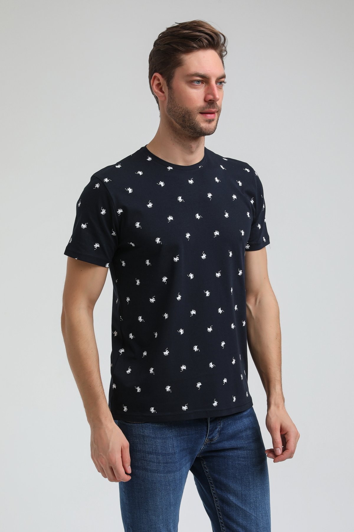 New World Polo Bisiklet Yaka Lacivert Slim Fit Tişört 23SSM20357