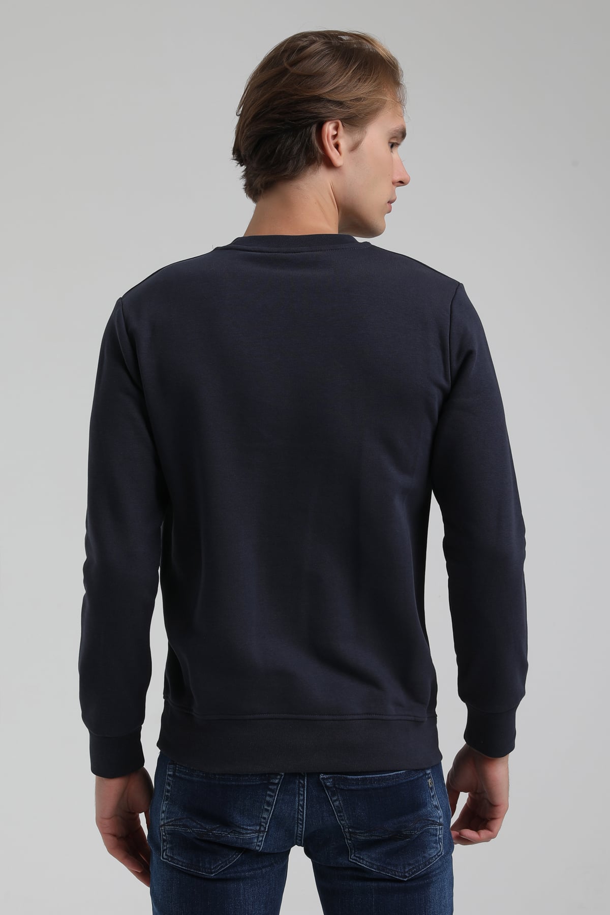 New World Polo Bisiklet Yaka Lacivert Regular Sweatshirt 22FWM60117