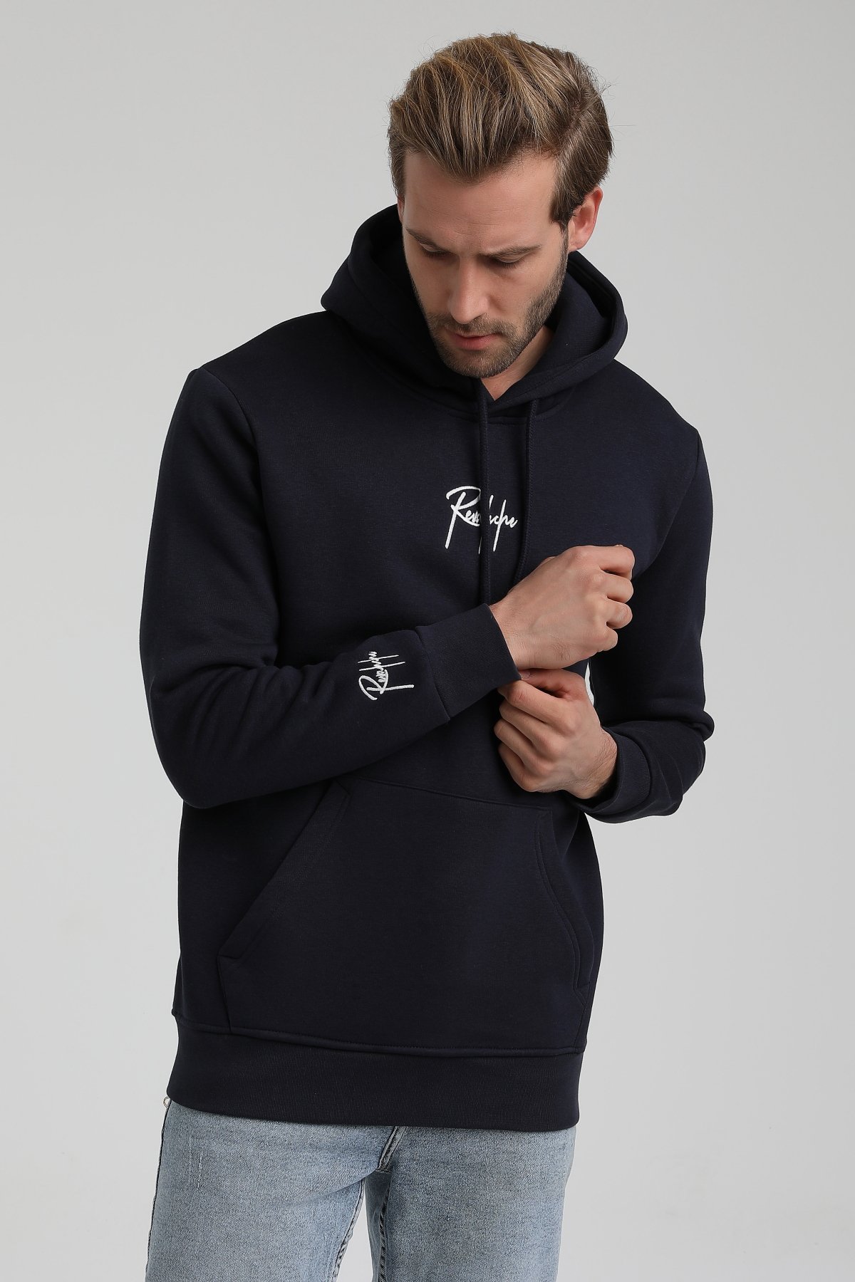 New World Polo Bisiklet Yaka Lacivert Slim Fit Sweatshirt 22FWM64034