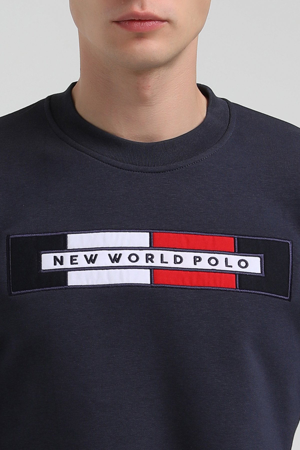 New World Polo Bisiklet Yaka Lacivert Regular Sweatshirt 22FWM60124