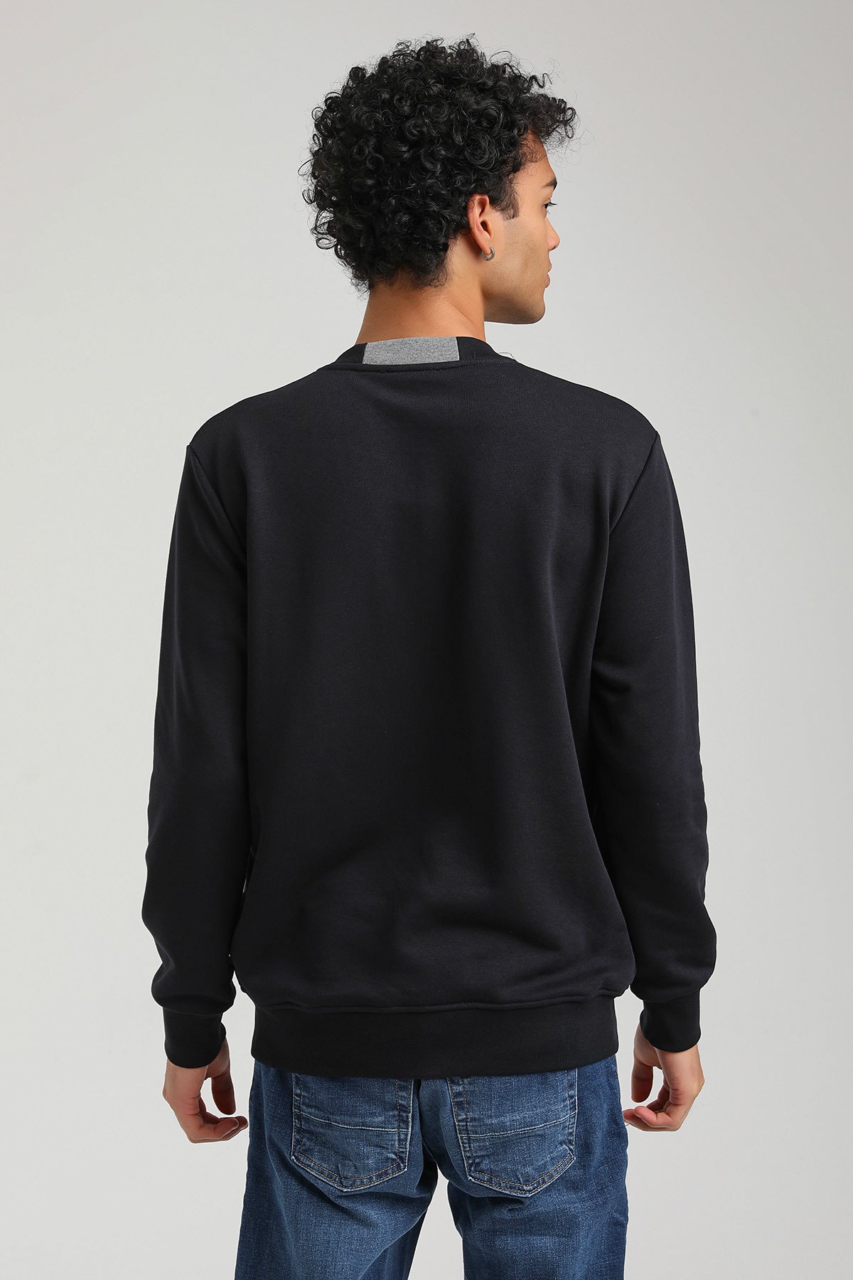 New World Polo Bisiklet Yaka Lacivert Slim Fit Sweatshirt 23FWM60146
