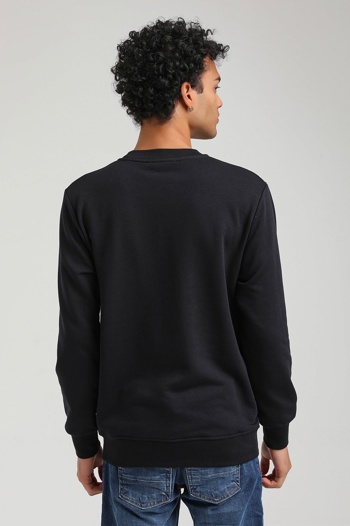 New World Polo Bisiklet Yaka Lacivert Slim Fit Sweatshirt 23FWM60155