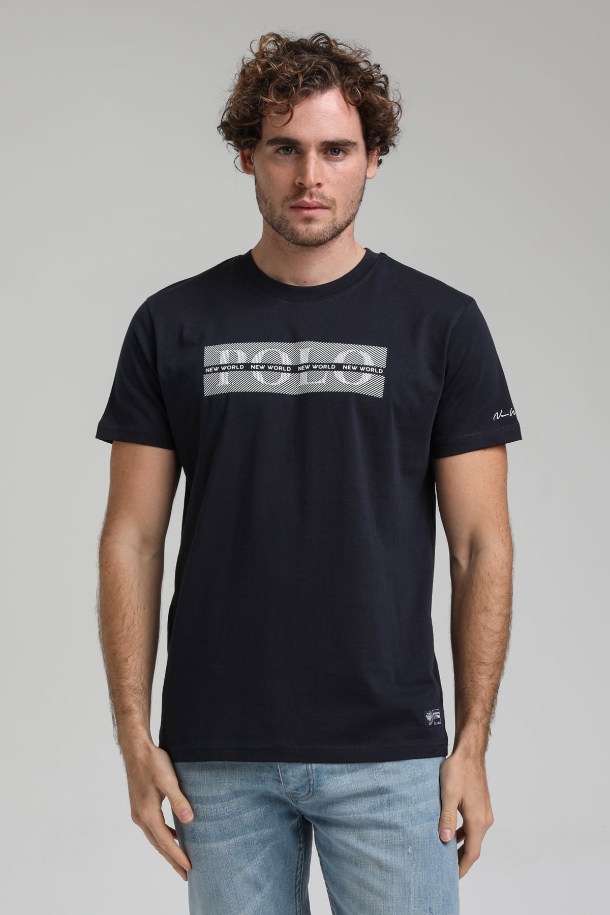 New World Polo Bisiklet Yaka Lacivert Slim Fit Tişört 23SSM20297