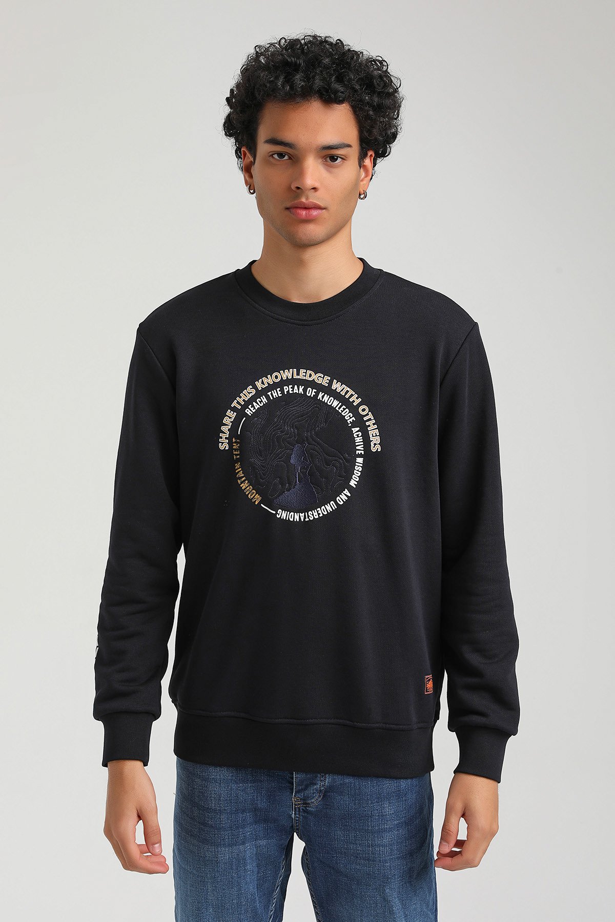 New World Polo Bisiklet Yaka Lacivert Slim Fit Sweatshirt 23FWM60147