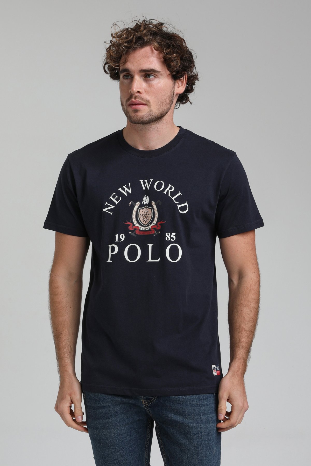 New World Polo Bisiklet Yaka Lacivert Regular Custom Tişört 23SSM20309