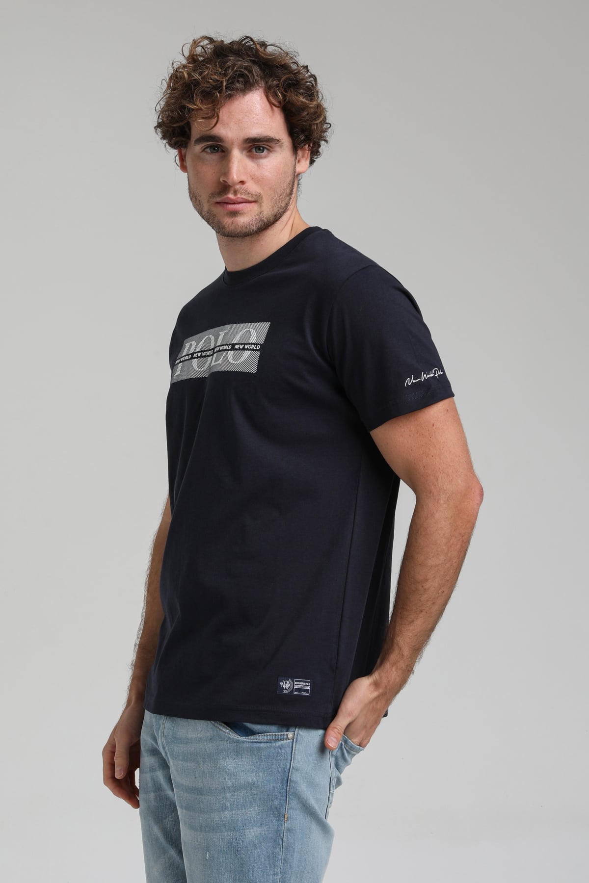 New World Polo Bisiklet Yaka Lacivert Slim Fit Tişört 23SSM20297
