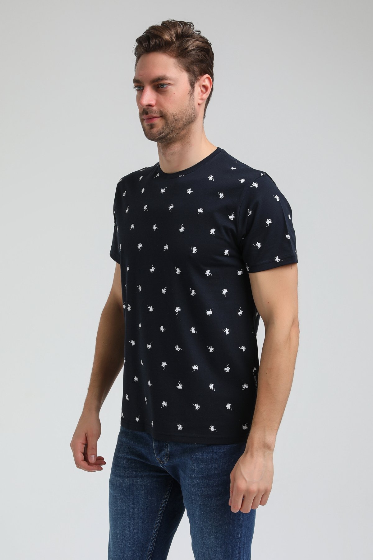 New World Polo Bisiklet Yaka Lacivert Slim Fit Tişört 23SSM20357