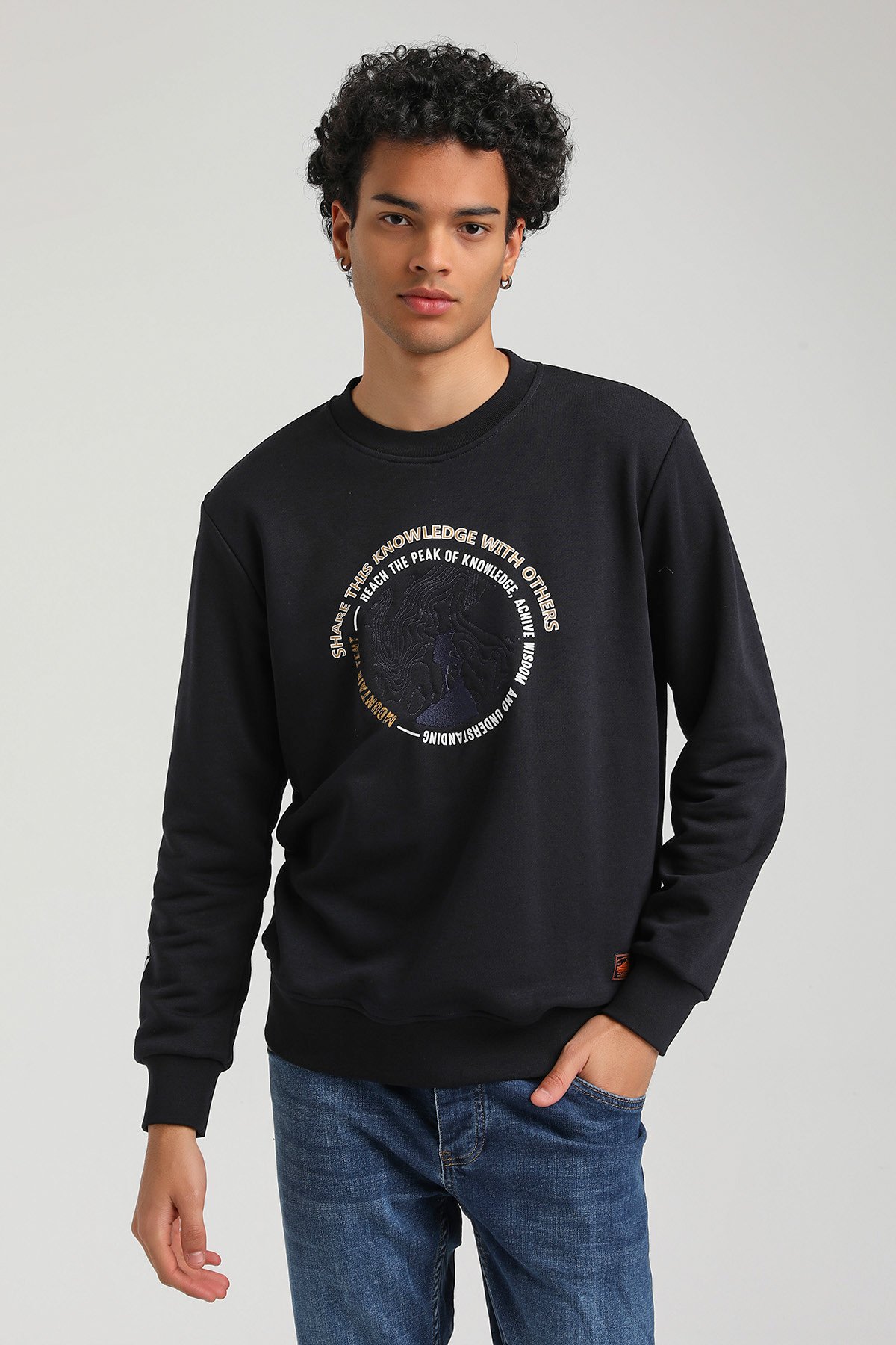 New World Polo Bisiklet Yaka Lacivert Slim Fit Sweatshirt 23FWM60147