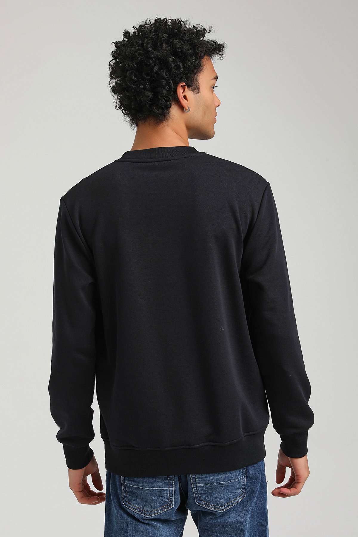 New World Polo Bisiklet Yaka Lacivert Regular Custom Sweatshirt 23FWM60149