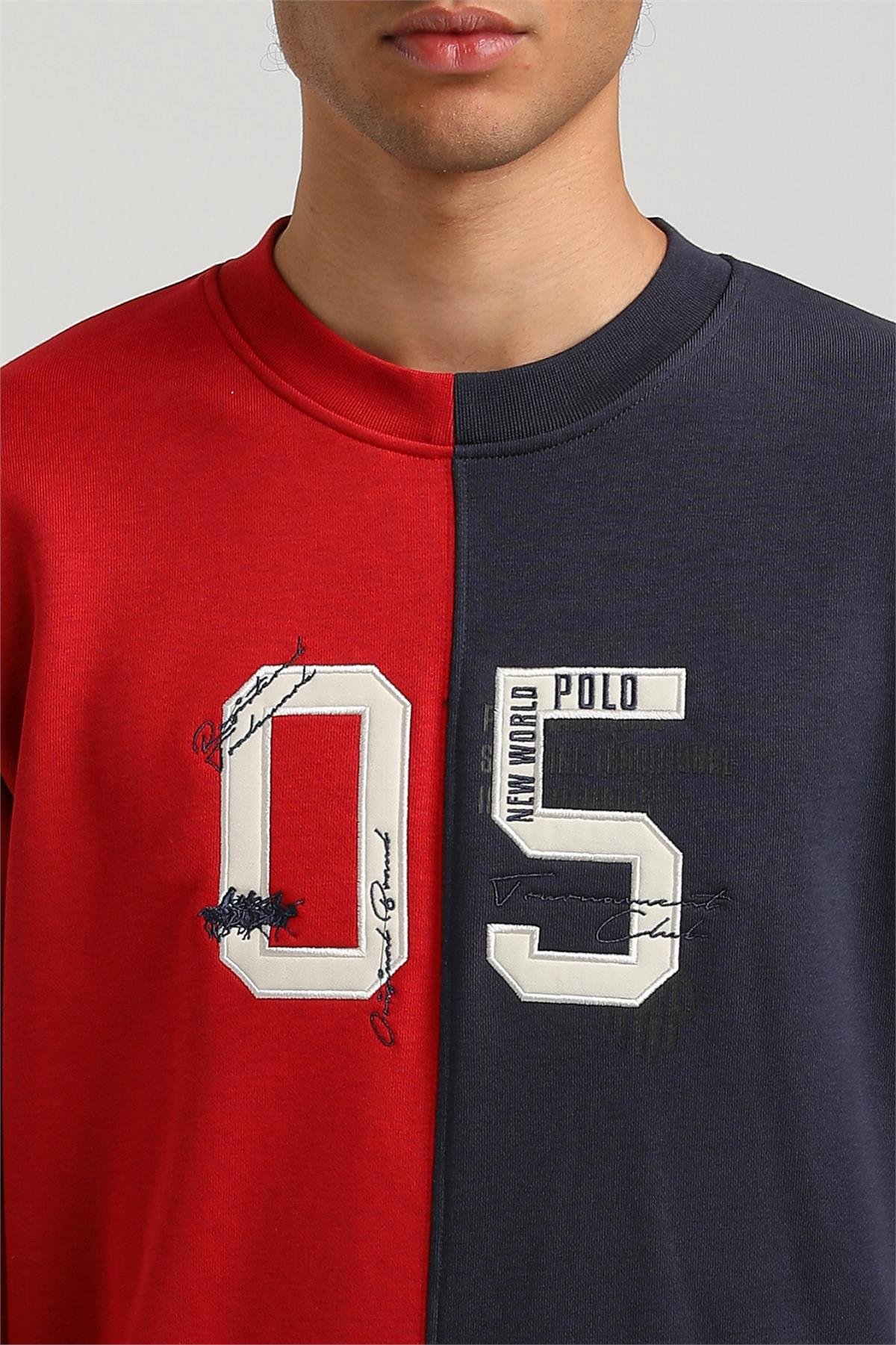 New World Polo Bisiklet Yaka Lacivert Slim Fit Sweatshirt 23FWM60160