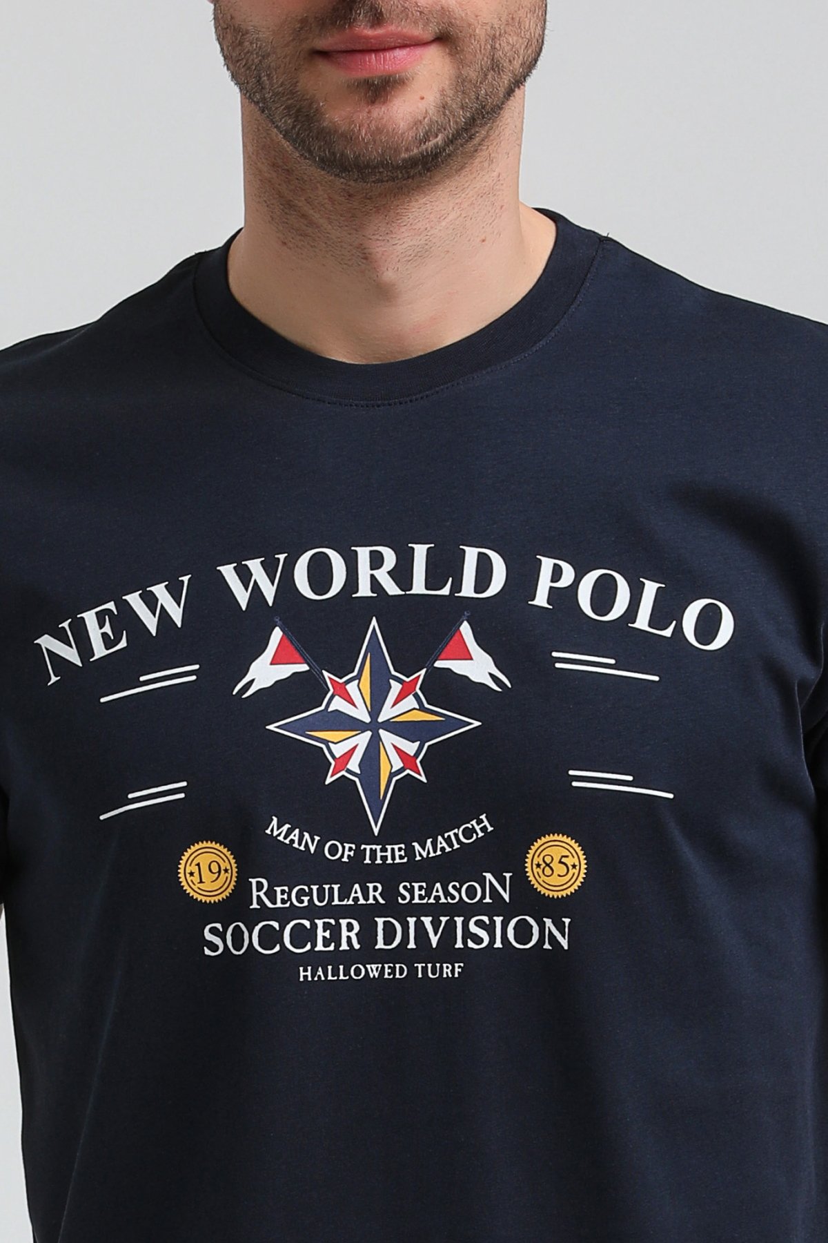 New World Polo Bisiklet Yaka Lacivert Slim Fit Tişört 23SSM20318
