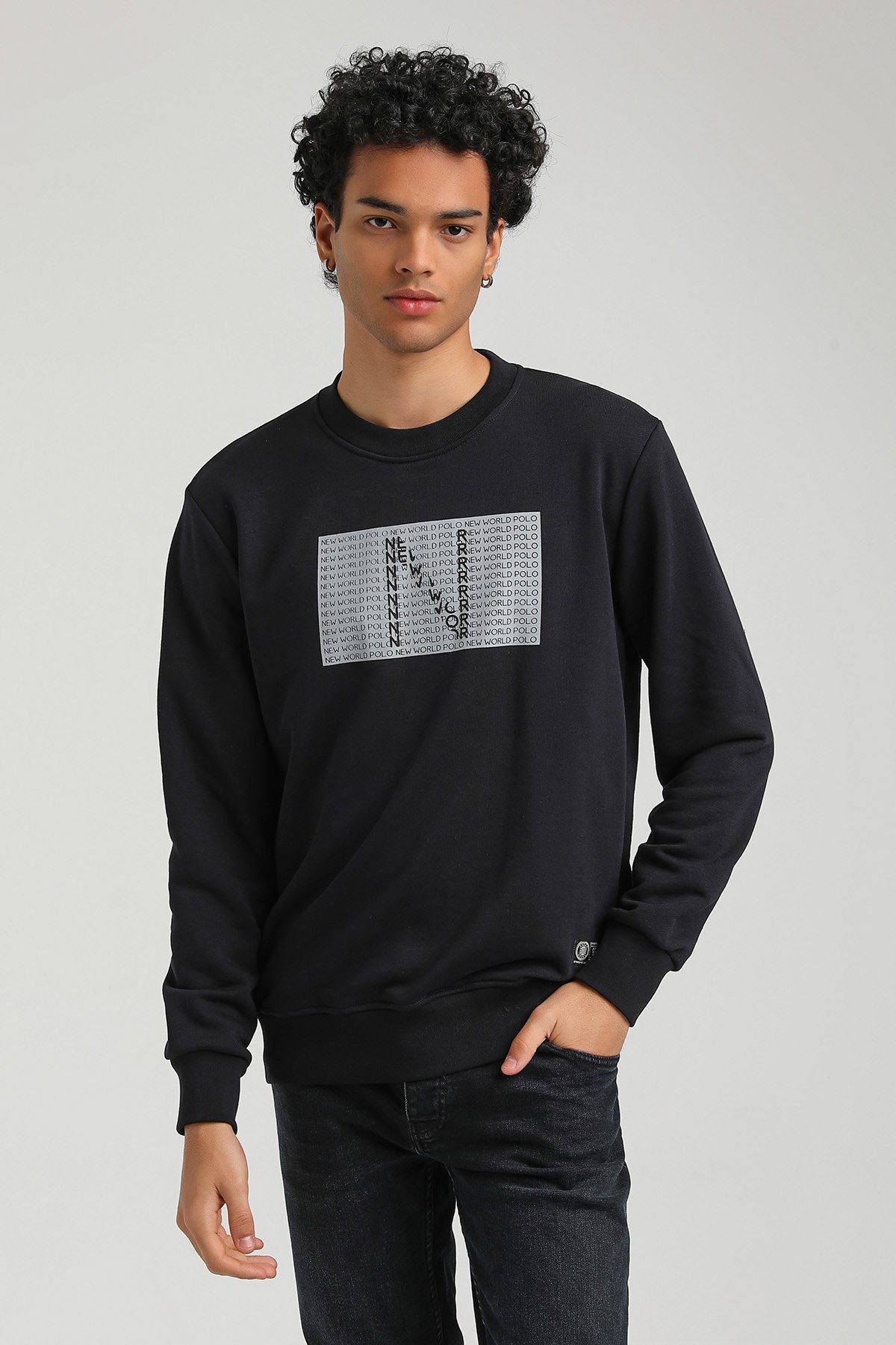 New World Polo Bisiklet Yaka Lacivert Slim Fit Sweatshirt 23FWM60152