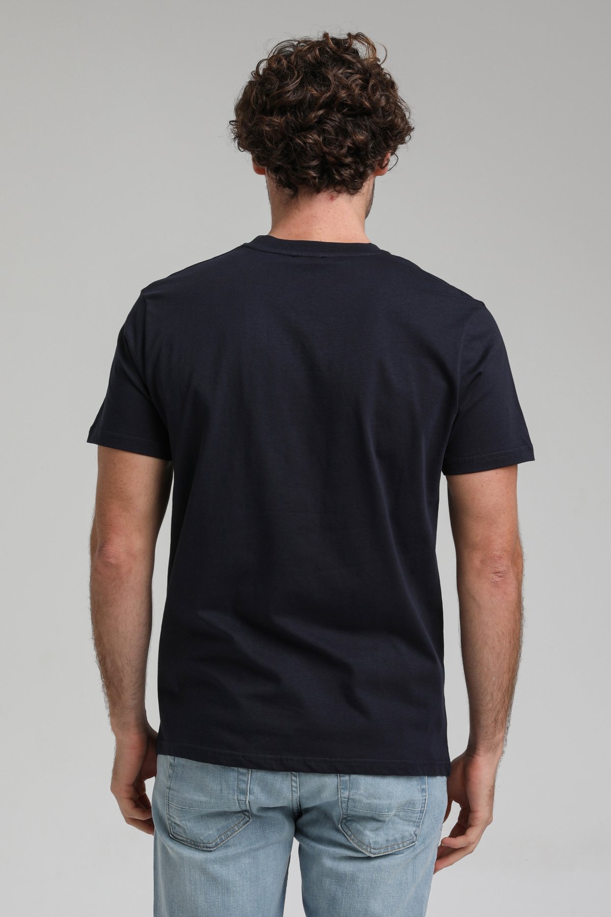 New World Polo Bisiklet Yaka Lacivert Regular Custom Tişört 23SSM20314