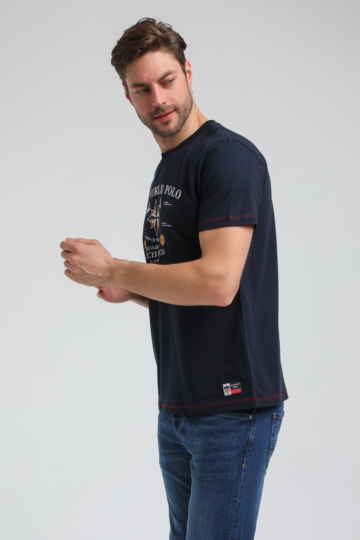 New World Polo Bisiklet Yaka Lacivert Slim Fit Tişört 23SSM20318