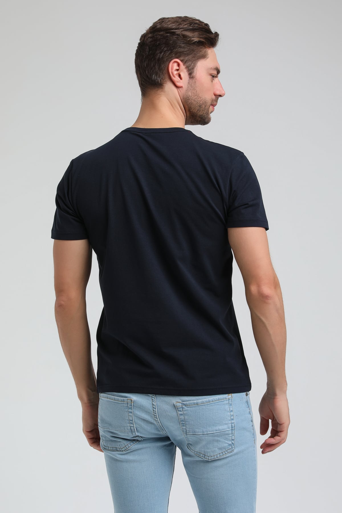 New World Polo Bisiklet Yaka Lacivert Regular Custom Tişört 23SSM20352