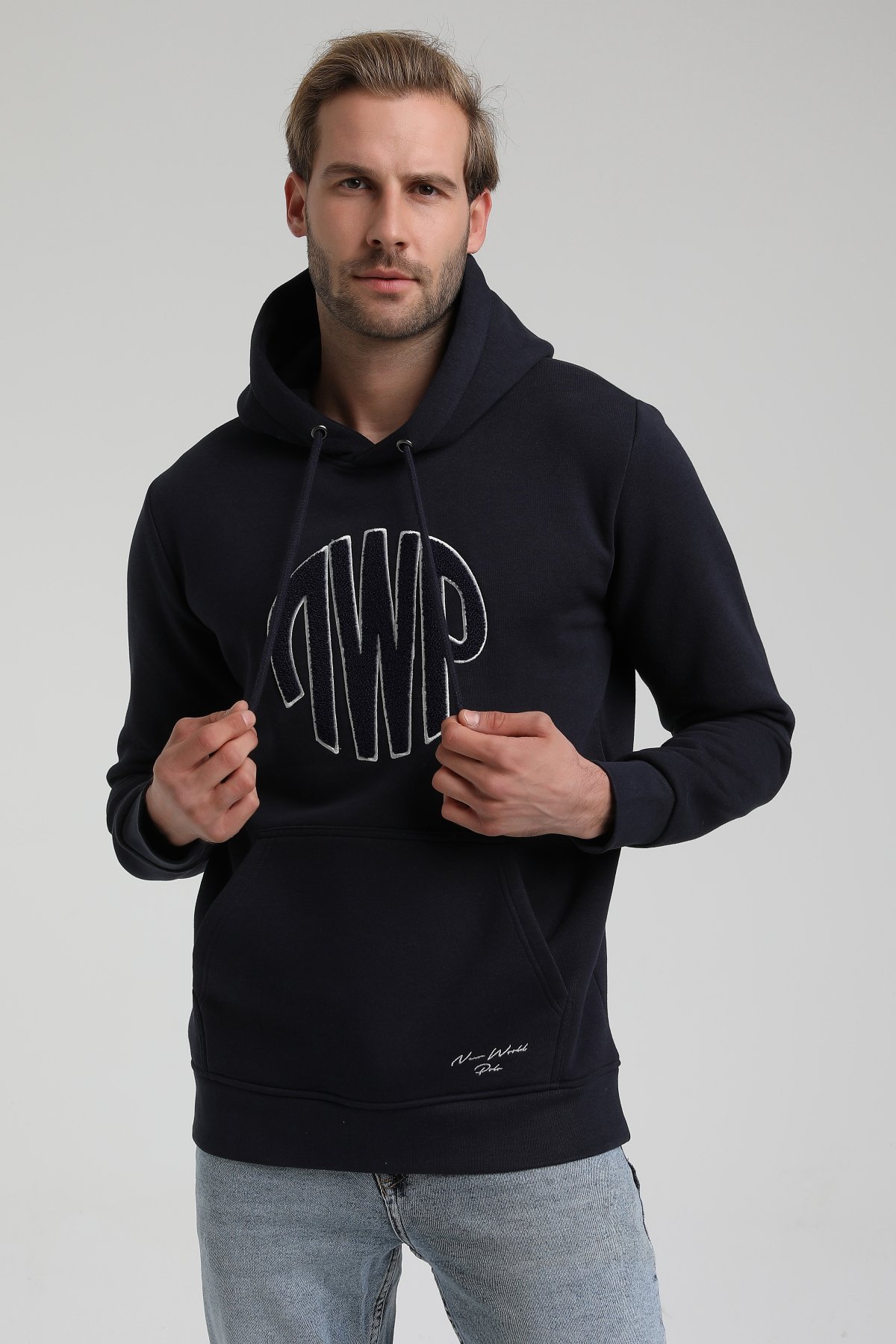New World Polo Bisiklet Yaka Lacivert Slim Fit Sweatshirt 22FWM64037