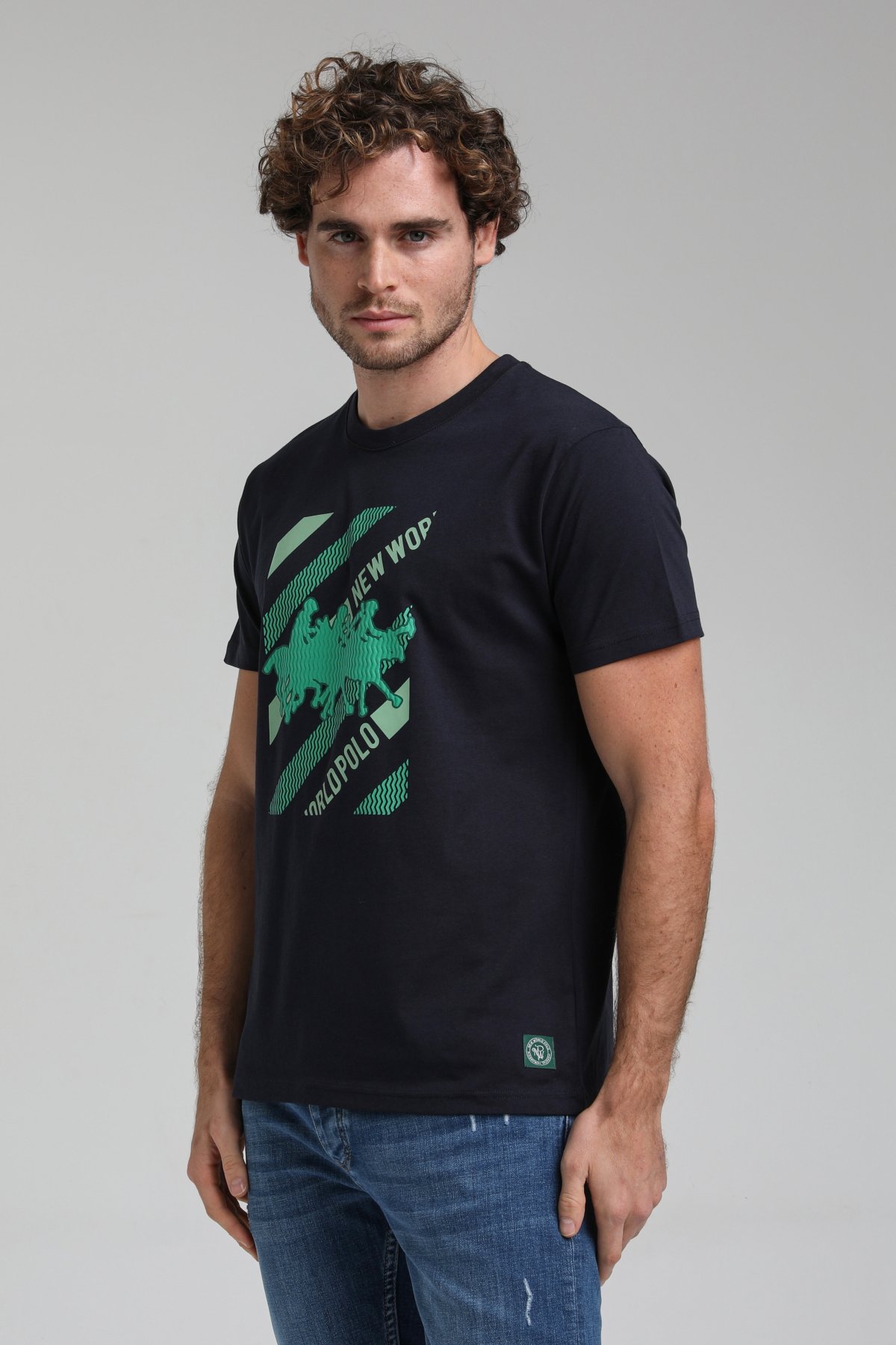 New World Polo Bisiklet Yaka Lacivert Slim Fit Tişört 23SSM20296