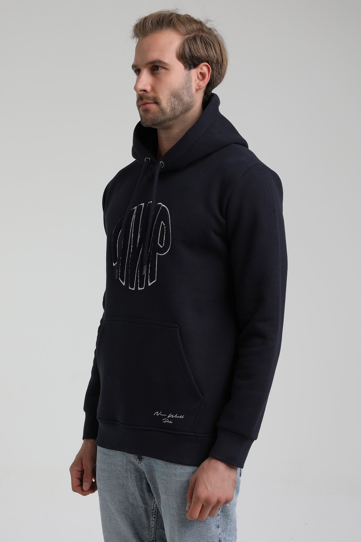 New World Polo Bisiklet Yaka Lacivert Slim Fit Sweatshirt 22FWM64037