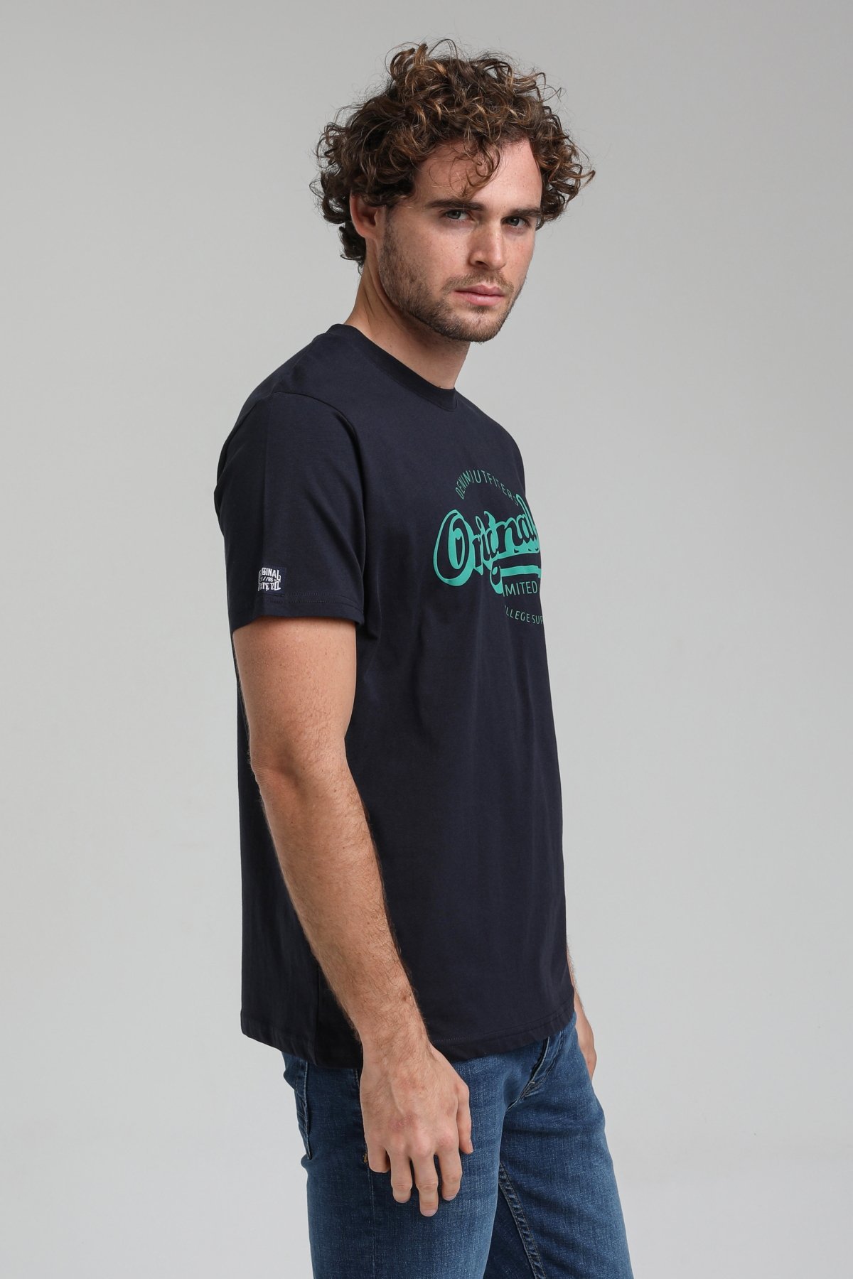 New World Polo Bisiklet Yaka Lacivert Regular Custom Tişört 23SSM20286