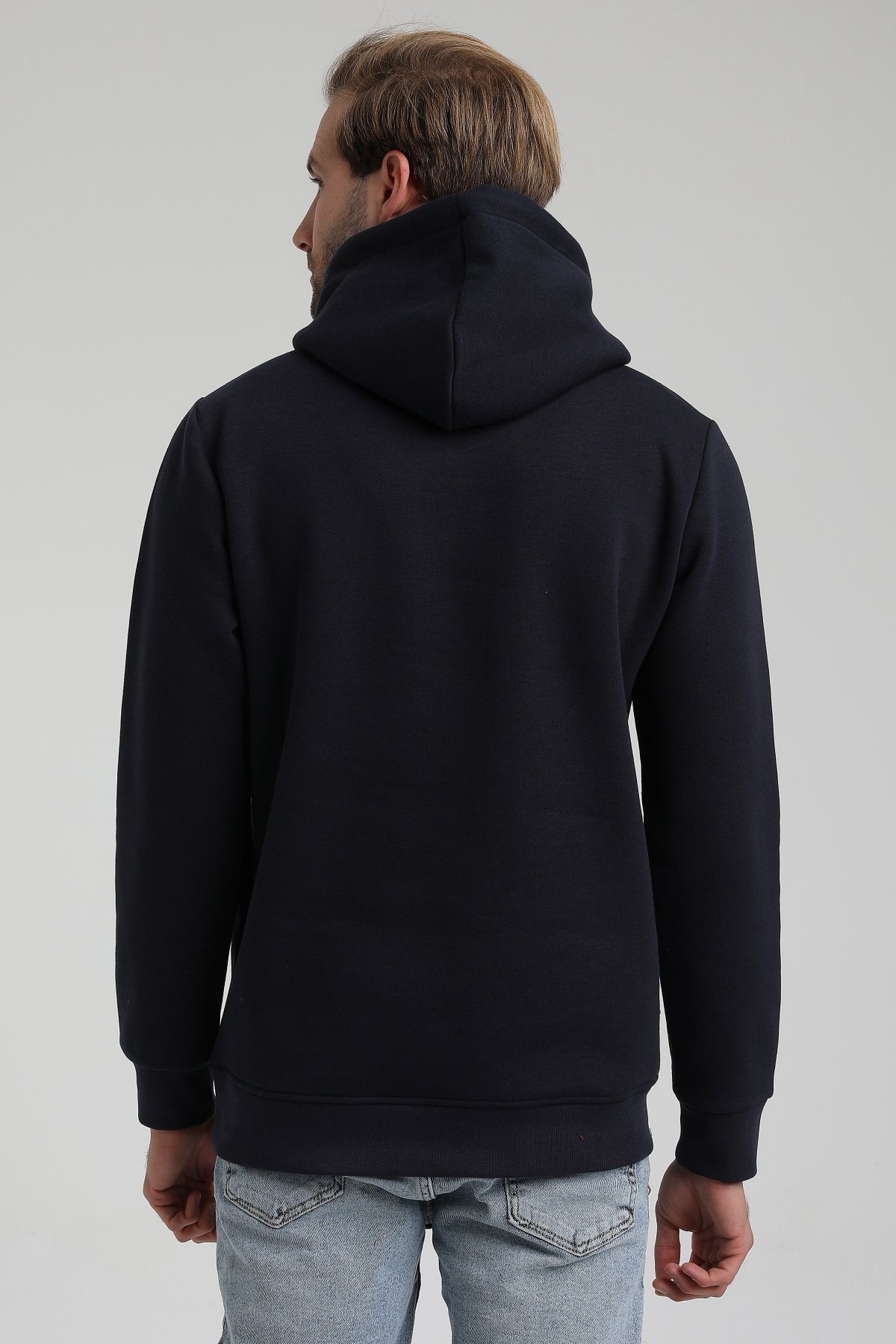 New World Polo Bisiklet Yaka Lacivert Slim Fit Sweatshirt 22FWM64037