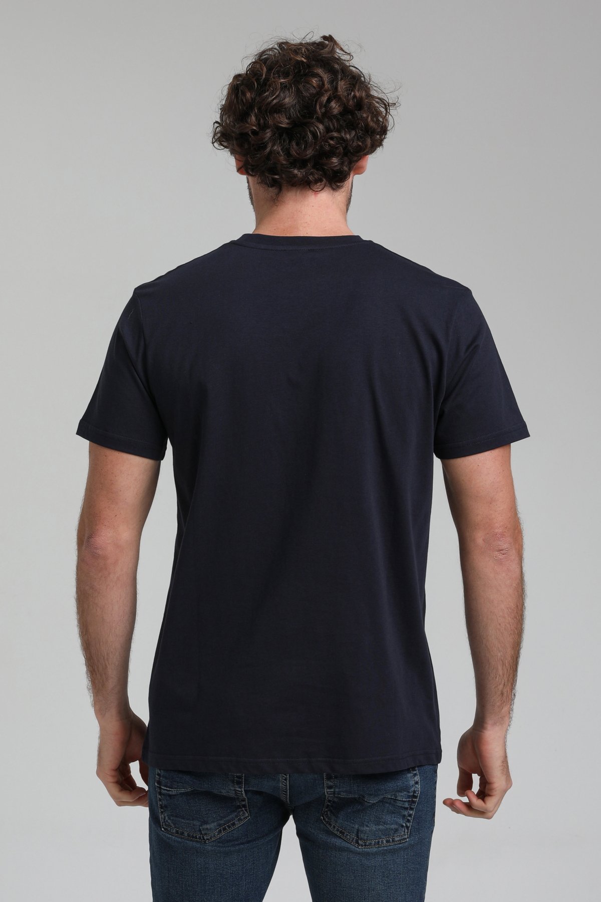 New World Polo Bisiklet Yaka Lacivert Regular Custom Tişört 23SSM20309