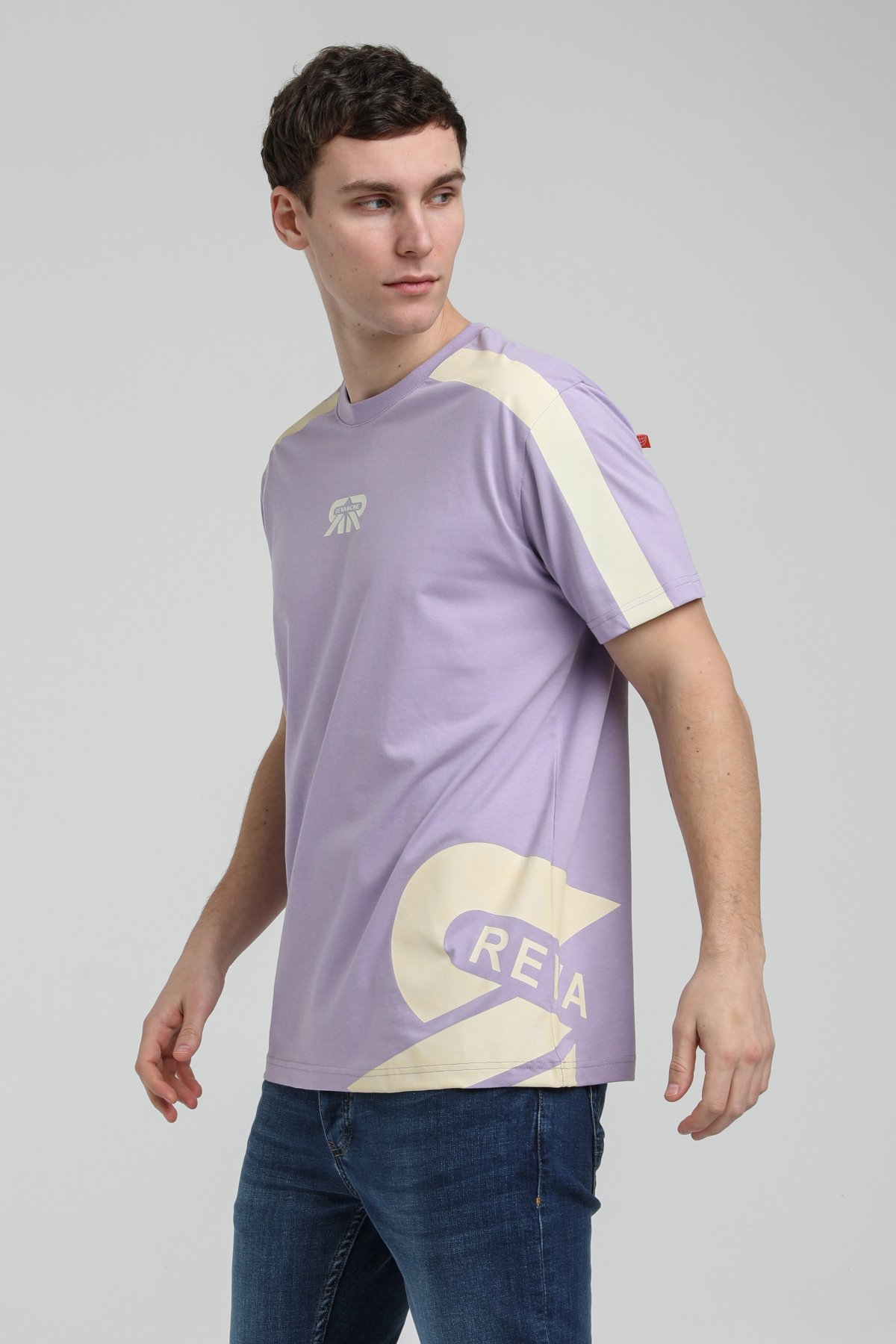 New World Polo Bisiklet Yaka Lila Slim Fit Tişört 23SSM20324