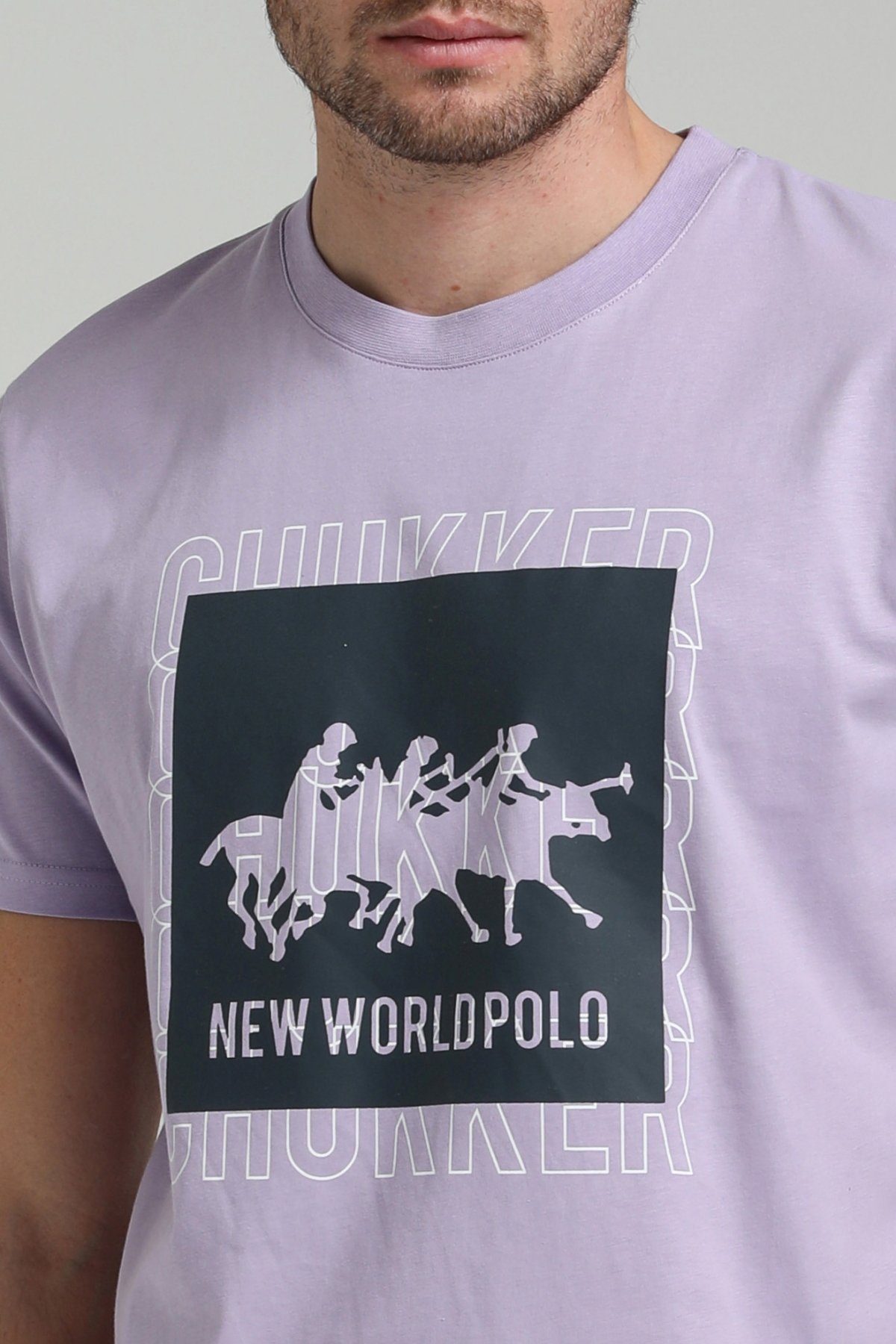 New World Polo Bisiklet Yaka Lila Slim Fit Tişört 23SSM20295