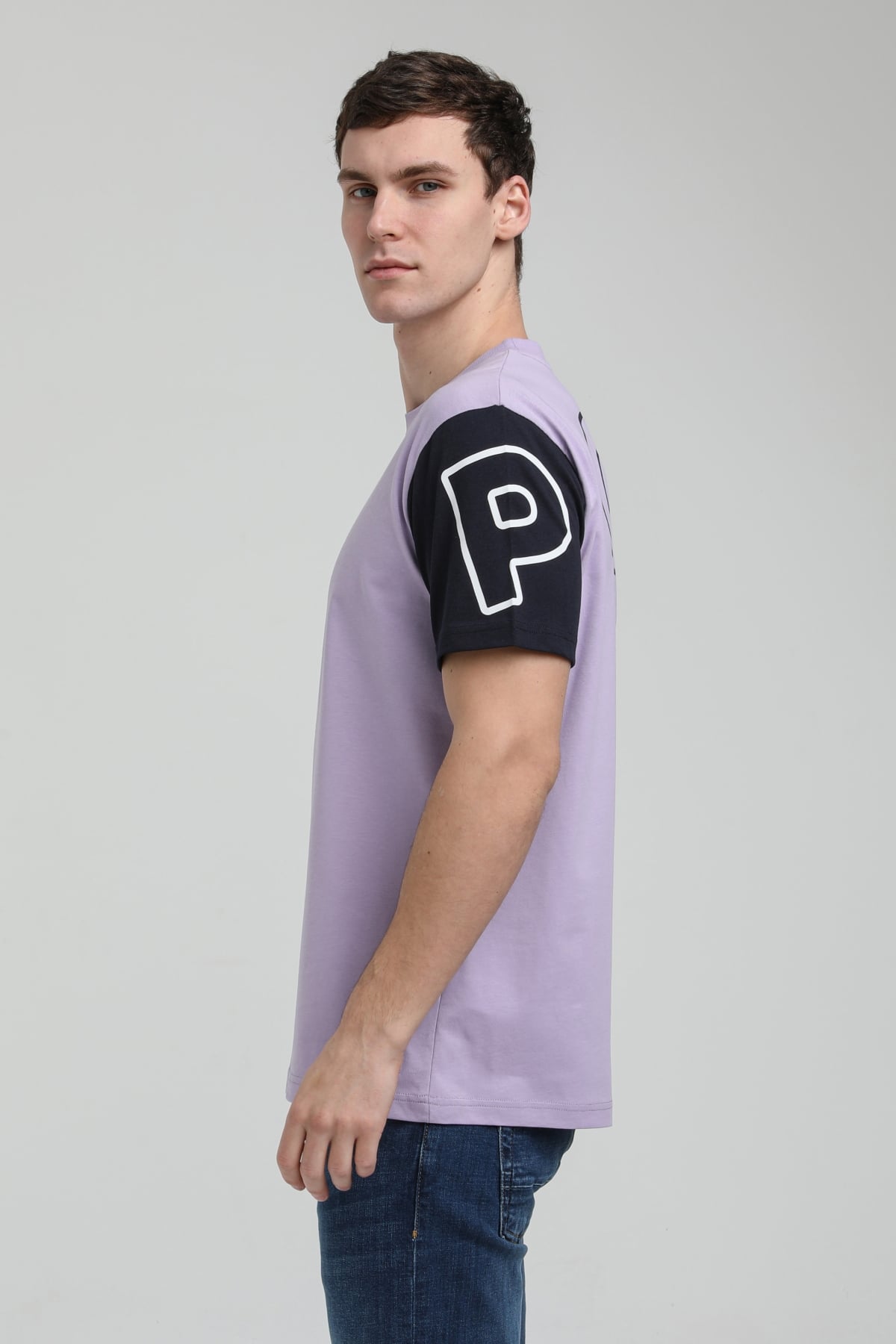 New World Polo Bisiklet Yaka Lila Slim Fit Tişört 23SSM20326