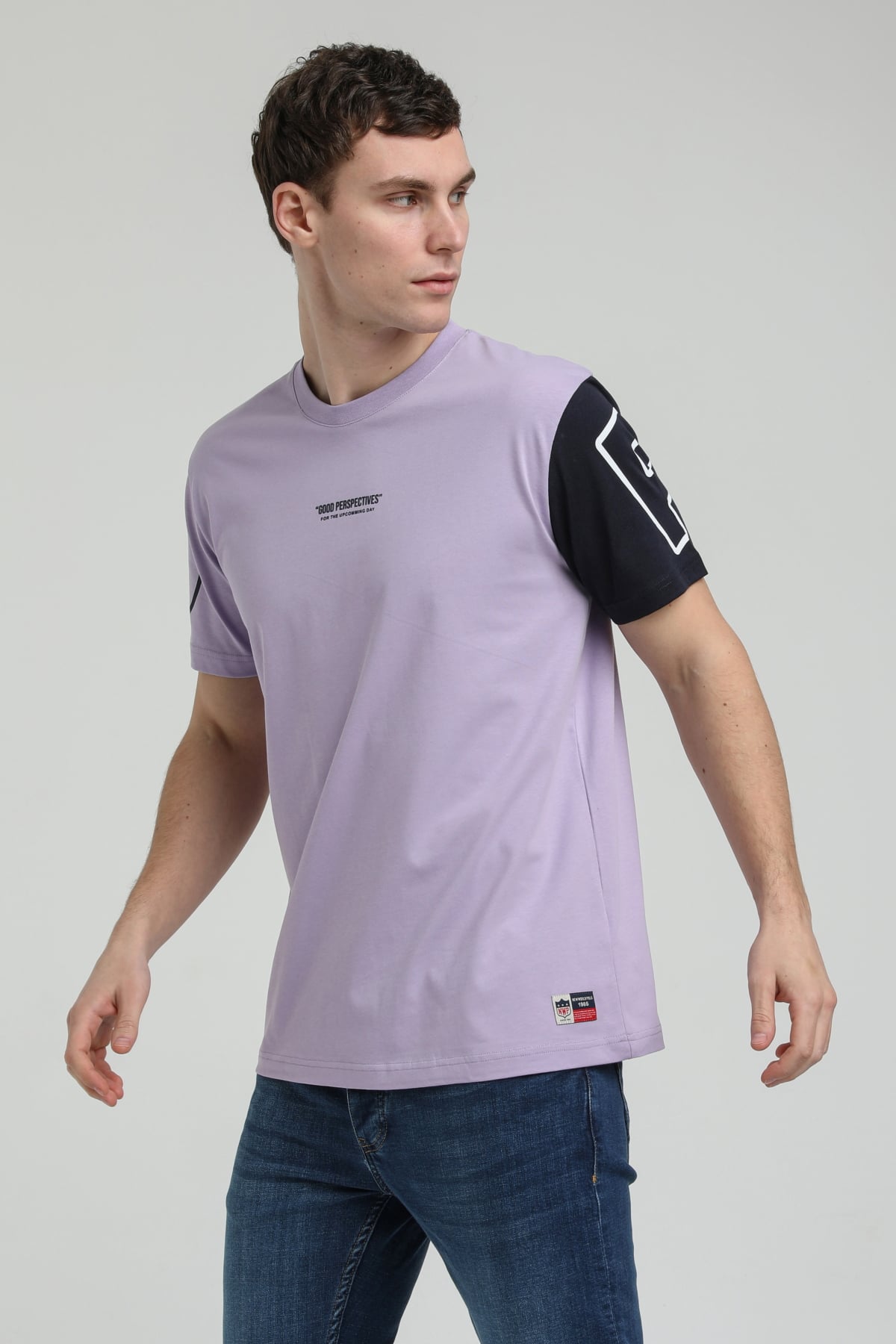 New World Polo Bisiklet Yaka Lila Slim Fit Tişört 23SSM20326