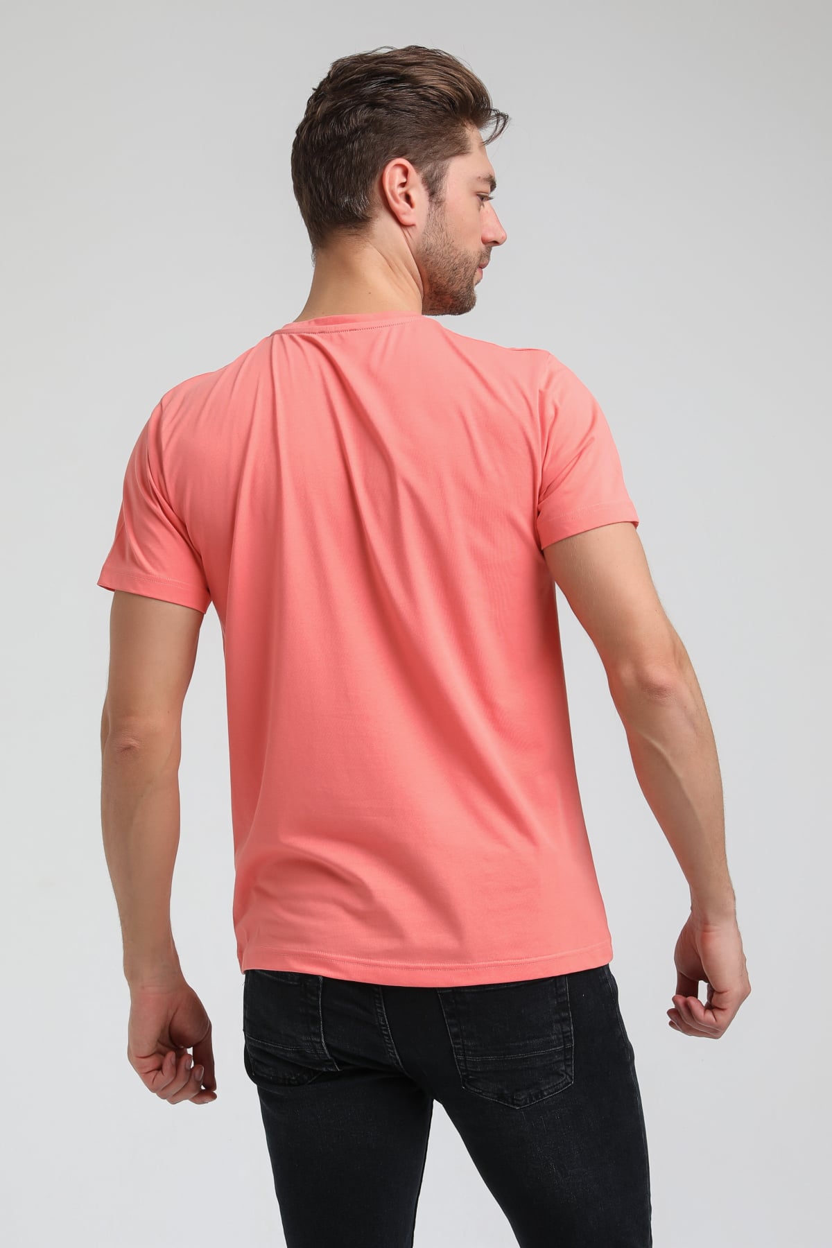 New World Polo Bisiklet Yaka Mercan Regular Custom Tişört 23SSM20354