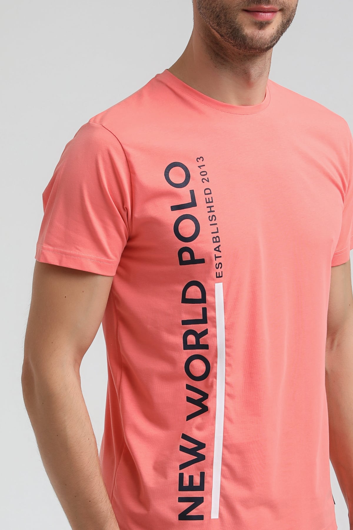 New World Polo Bisiklet Yaka Mercan Regular Custom Tişört 23SSM20354