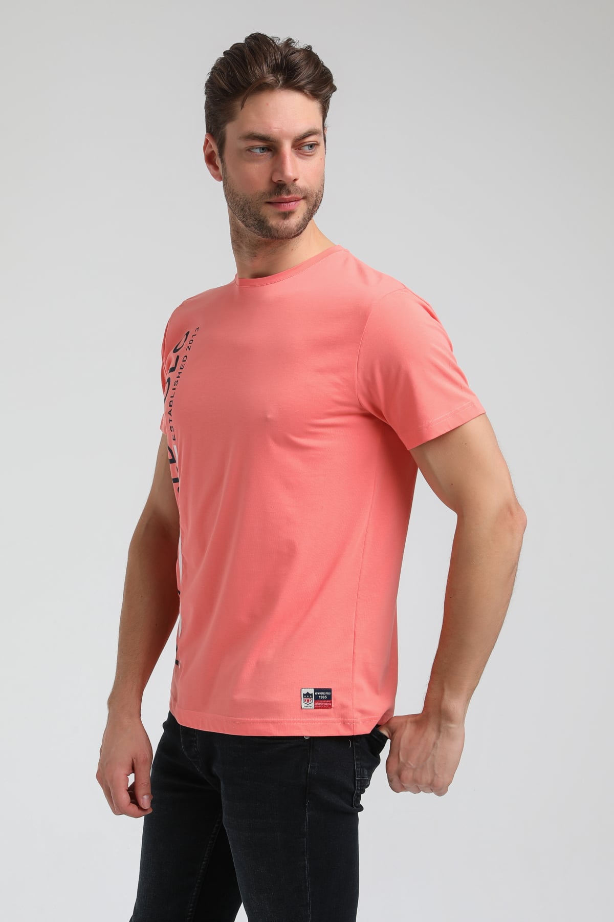 New World Polo Bisiklet Yaka Mercan Regular Custom Tişört 23SSM20354
