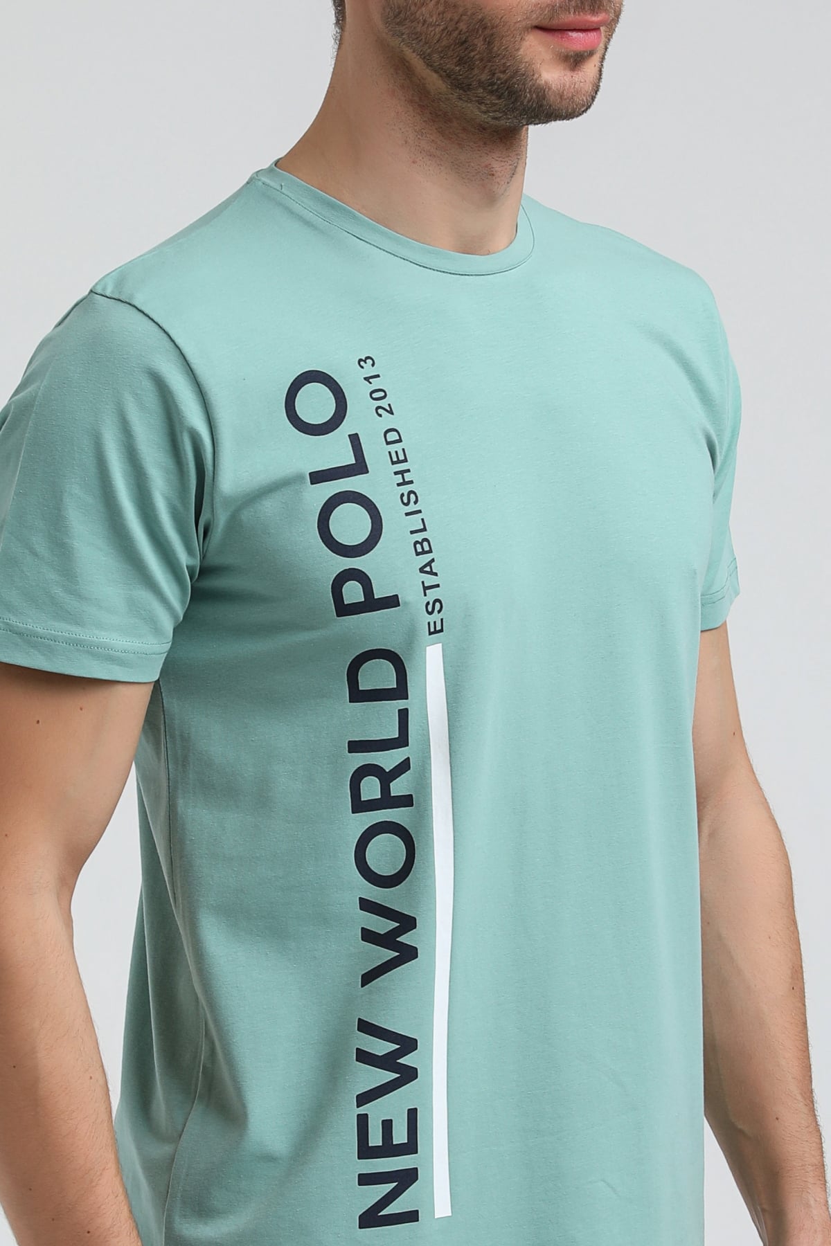 New World Polo Bisiklet Yaka Mint Regular Custom Tişört 23SSM20354
