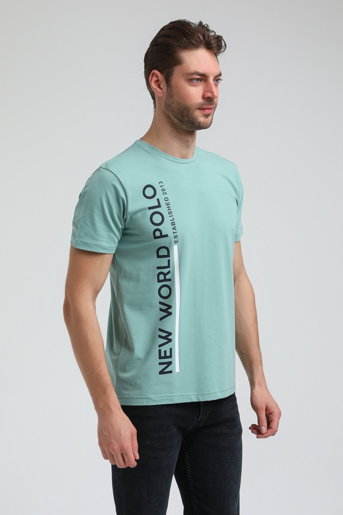 New World Polo Bisiklet Yaka Mint Regular Custom Tişört 23SSM20354